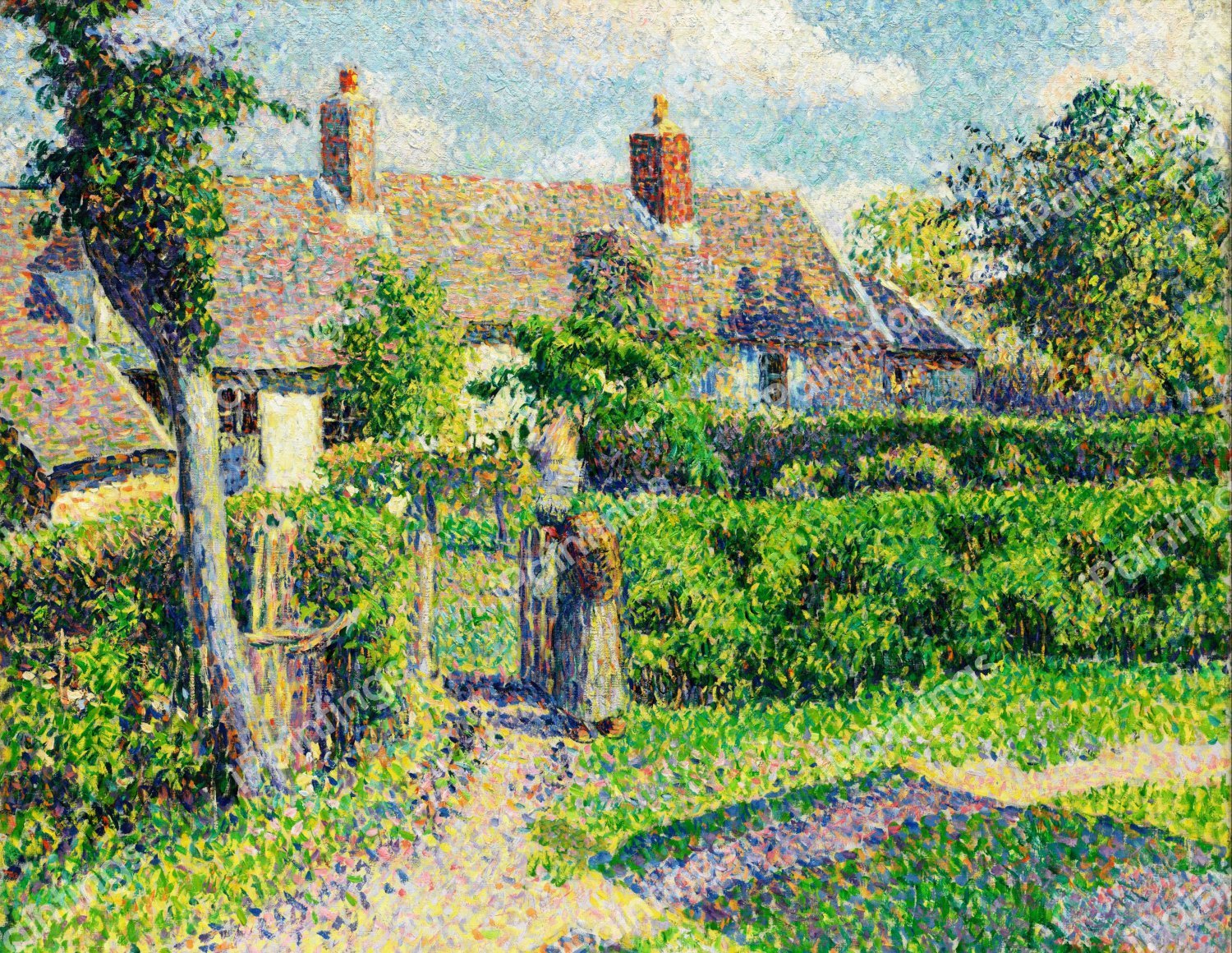 Peasants' Houses, Eragny. The painting by Camille Pissarro