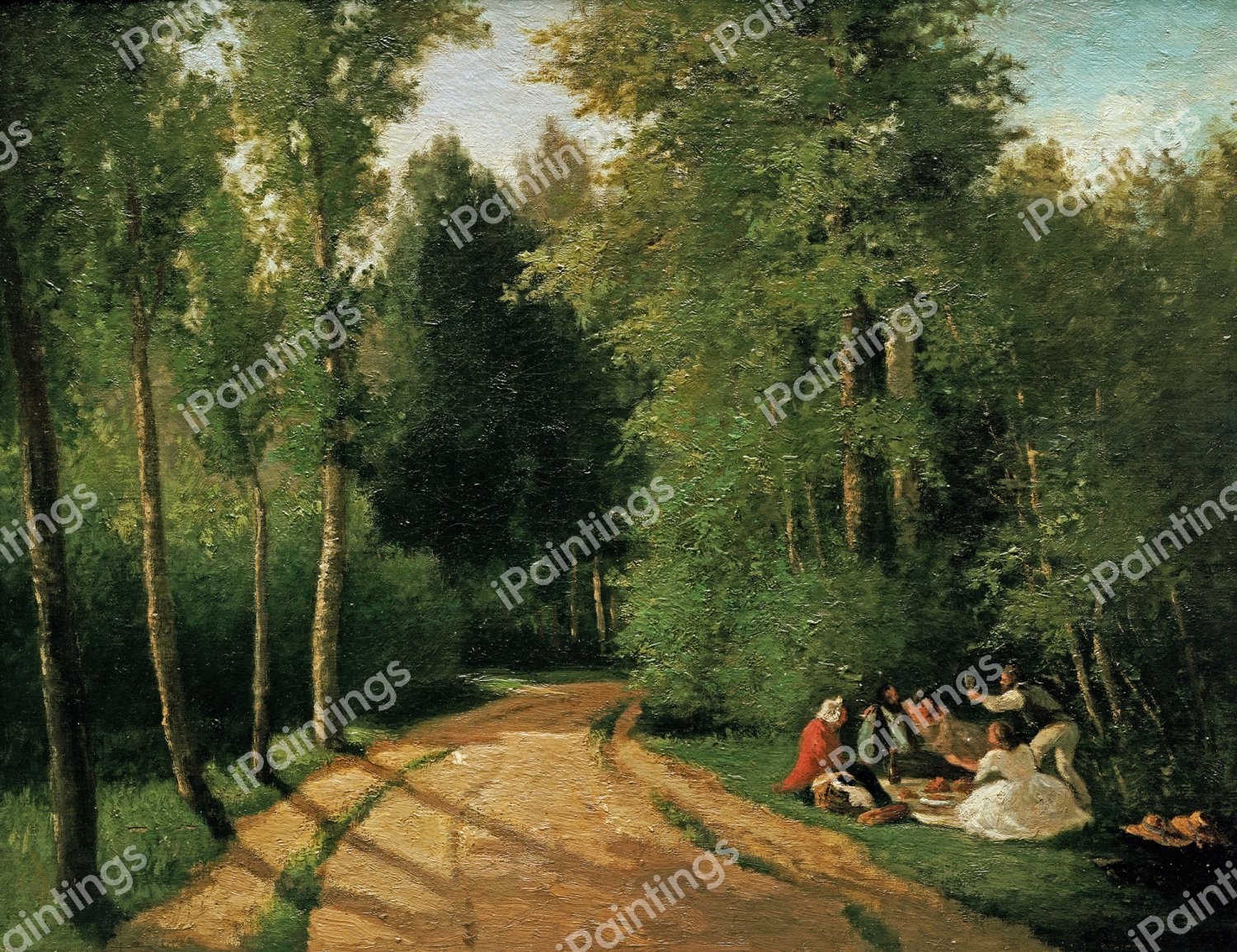 Picnic at Montmorency. The painting by Camille Pissarro