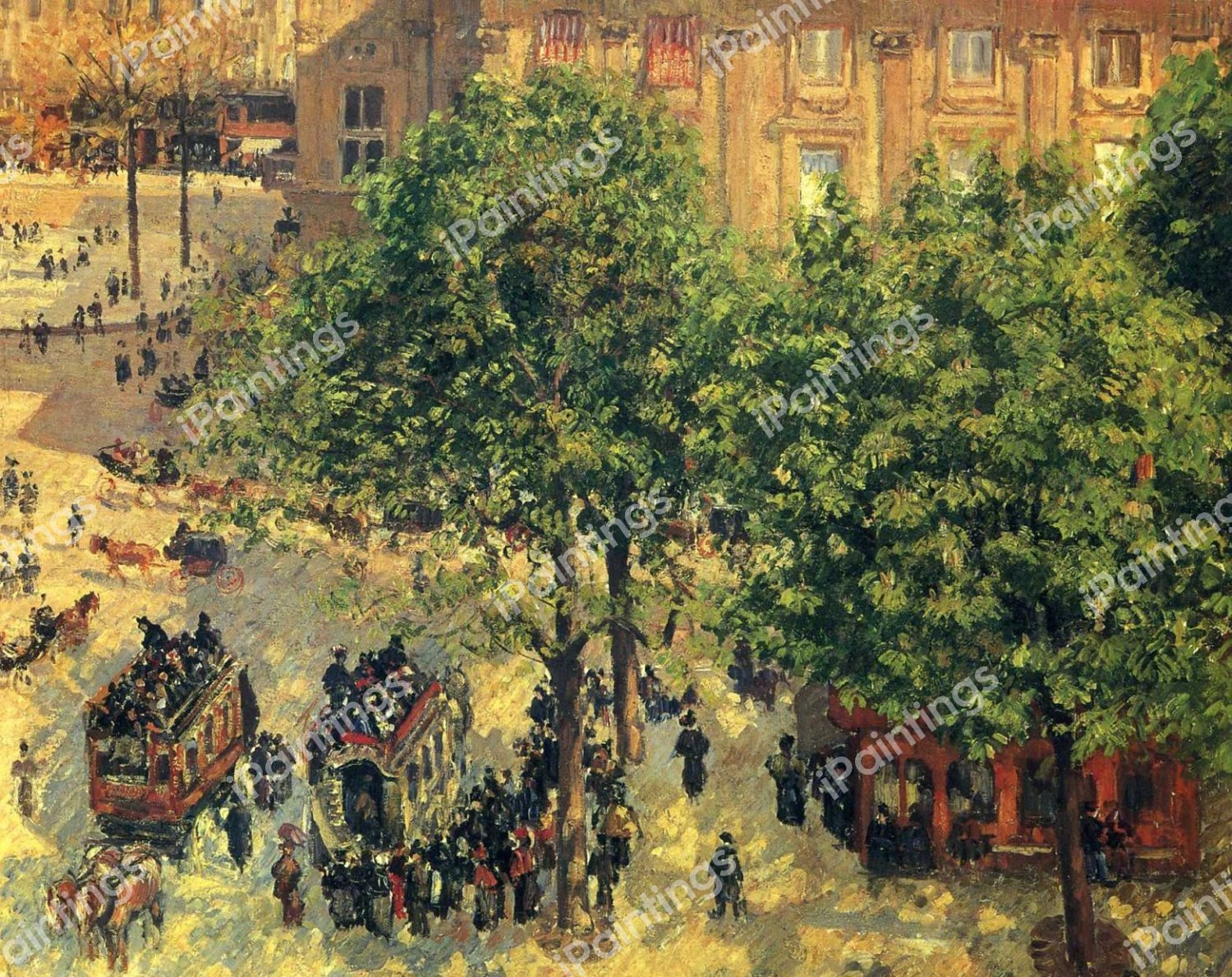 Place du Theatre-Francais, Spring. The painting by Camille Pissarro