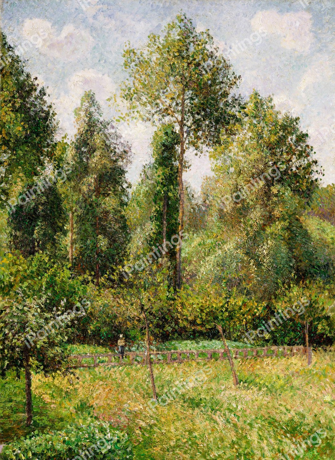 Poplars, Eragny. The painting by Camille Pissarro