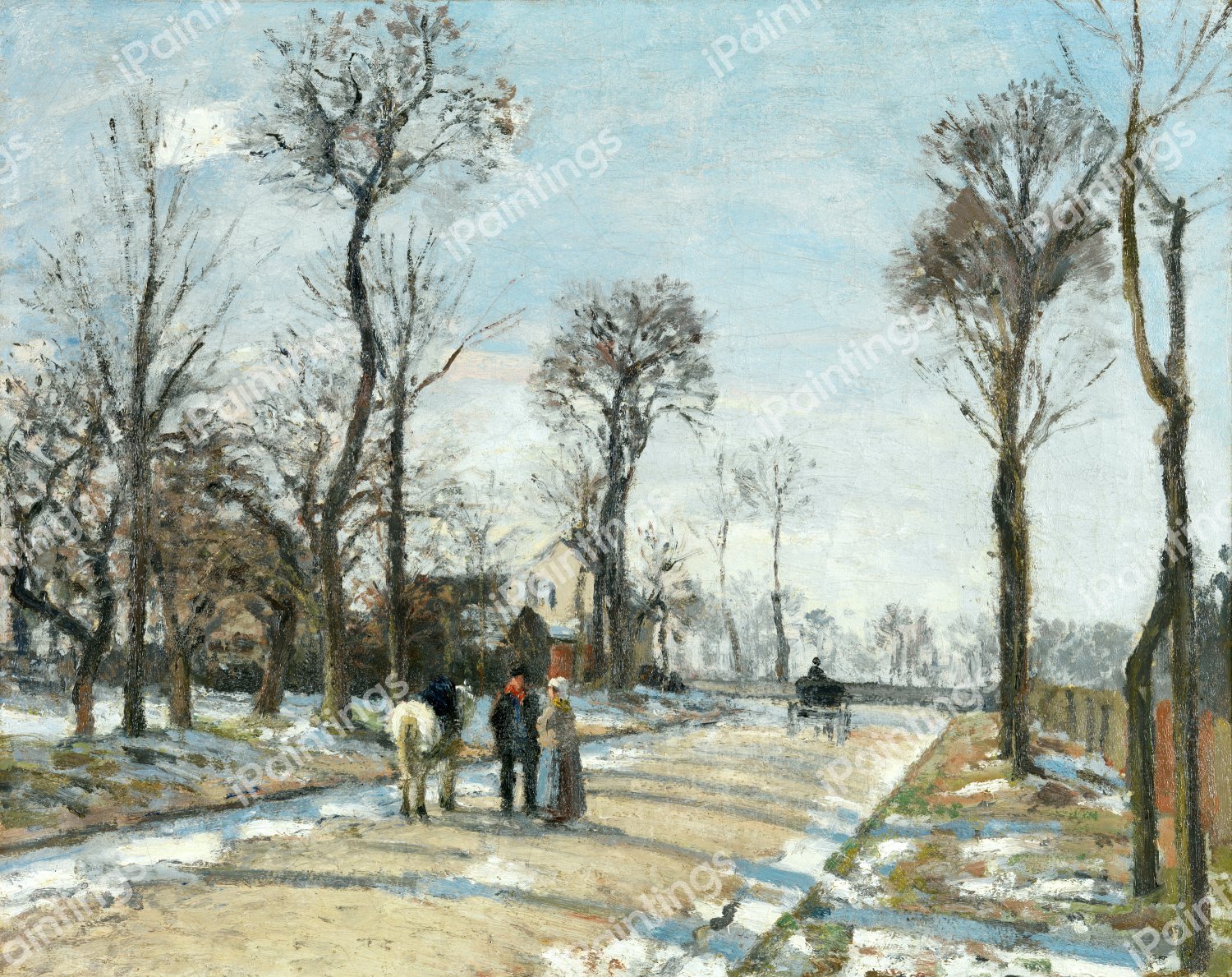 Route de Versailles. The painting by Camille Pissarro
