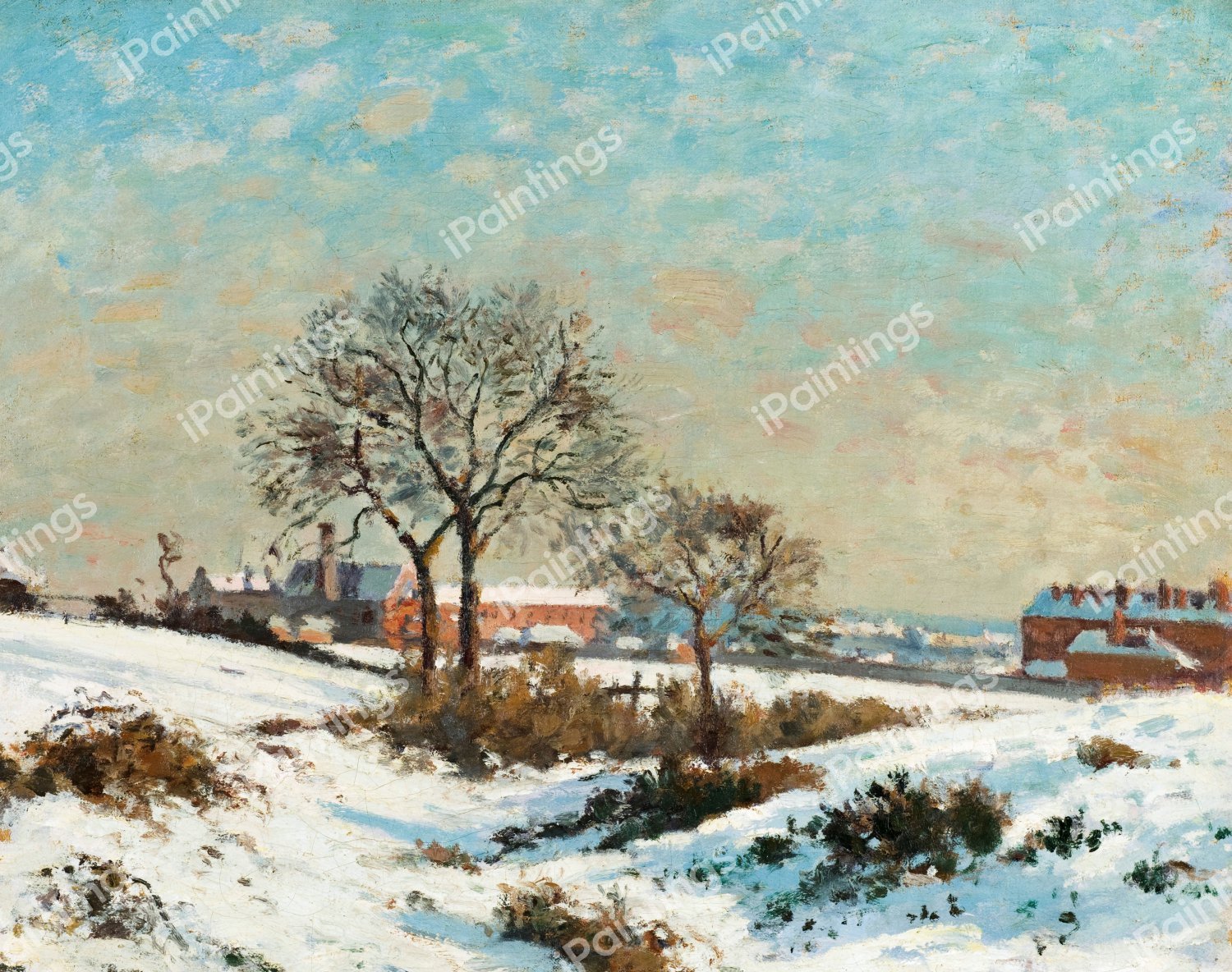 Snowy Landscape at South Norwood. The painting by Camille Pissarro