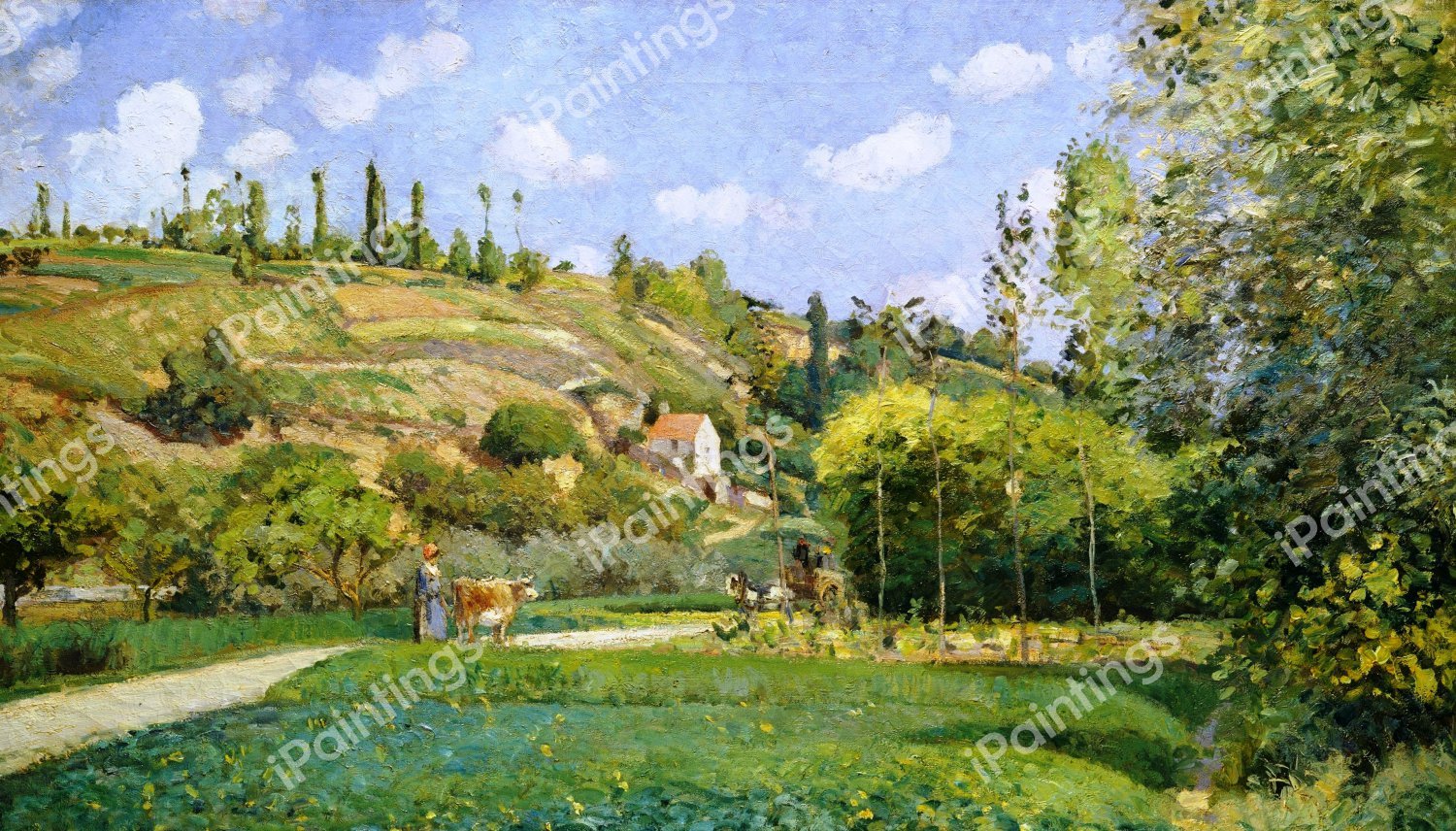 The Cowherd at Valhermeil, Auvers-sur-Oise. The painting by Camille Pissarro