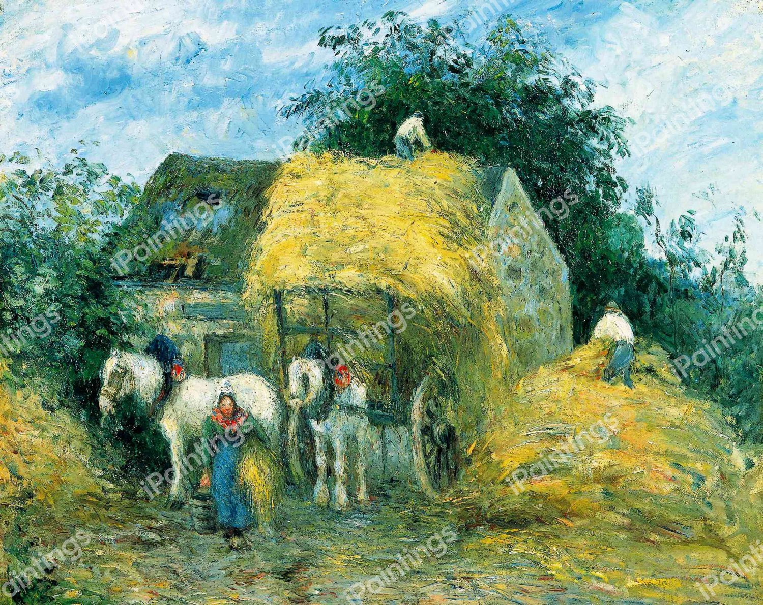 The Hay Cart, Montfoucault. The painting by Camille Pissarro