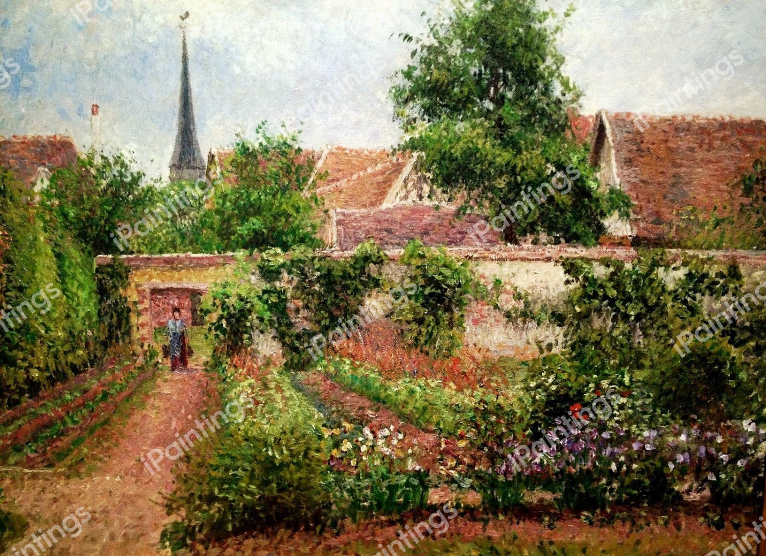 Vegetable Garden, Eragny: Overcast Morning. The painting by Camille Pissarro