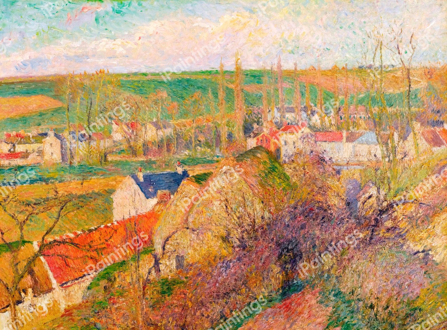 Vue Sur le Village d'Osny. The painting by Camille Pissarro