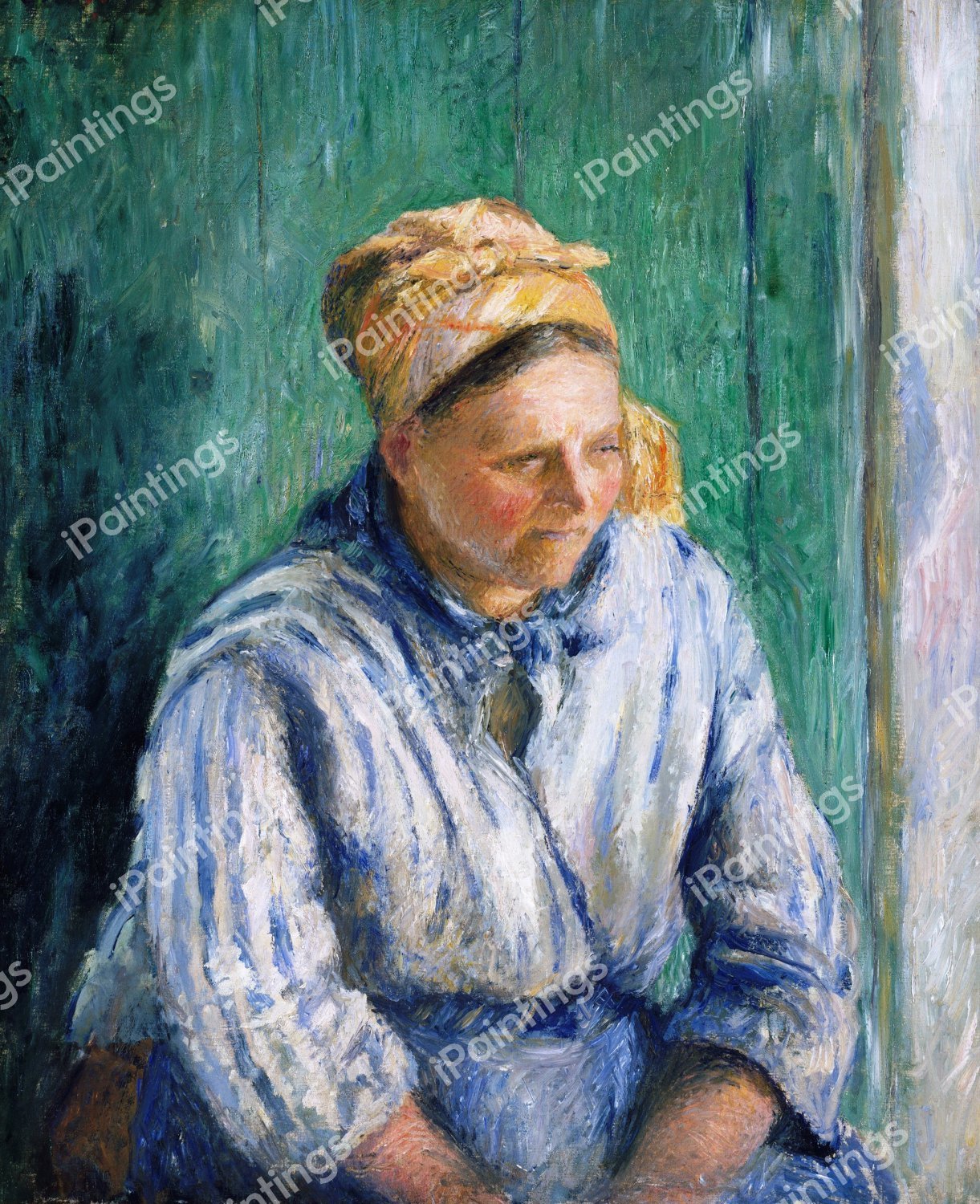 Washerwoman, Study. The painting by Camille Pissarro