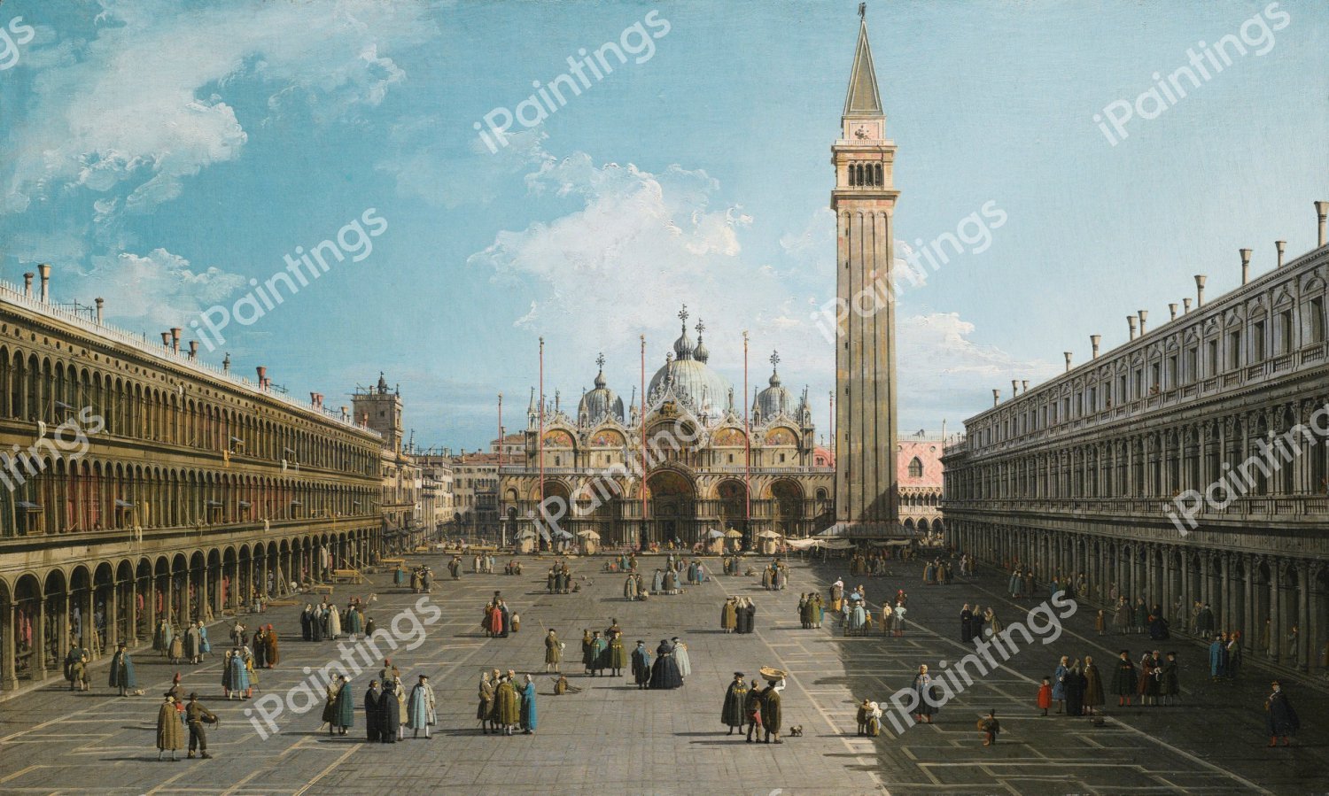 A View of Piazza San Marco looking East towards the Basilica. The painting by Canaletto