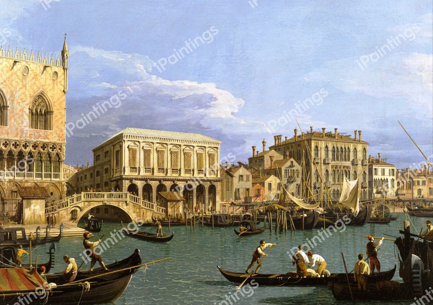 A View of the Riva degli Schiavoni, Venice. The painting by Canaletto