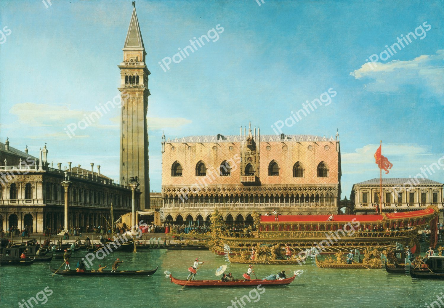 Bucintoro at the Molo on Ascension Day. The painting by Canaletto