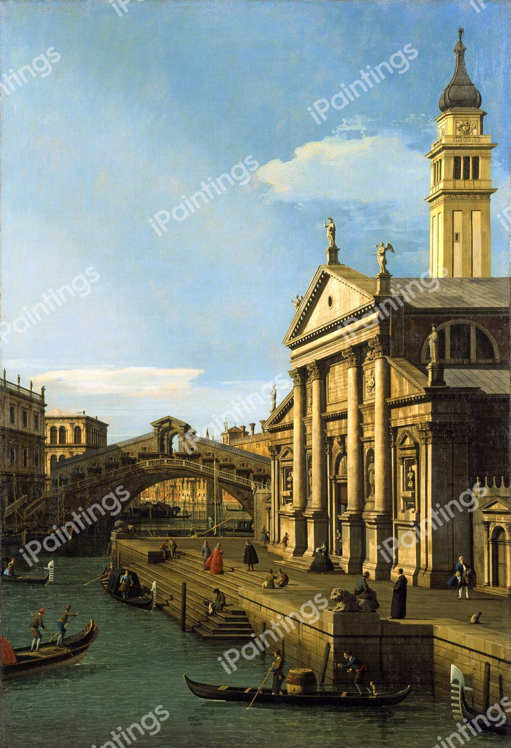 Capriccio, the Rialto Bridge and The Church of S. Giorgio Maggiore. The painting by Canaletto