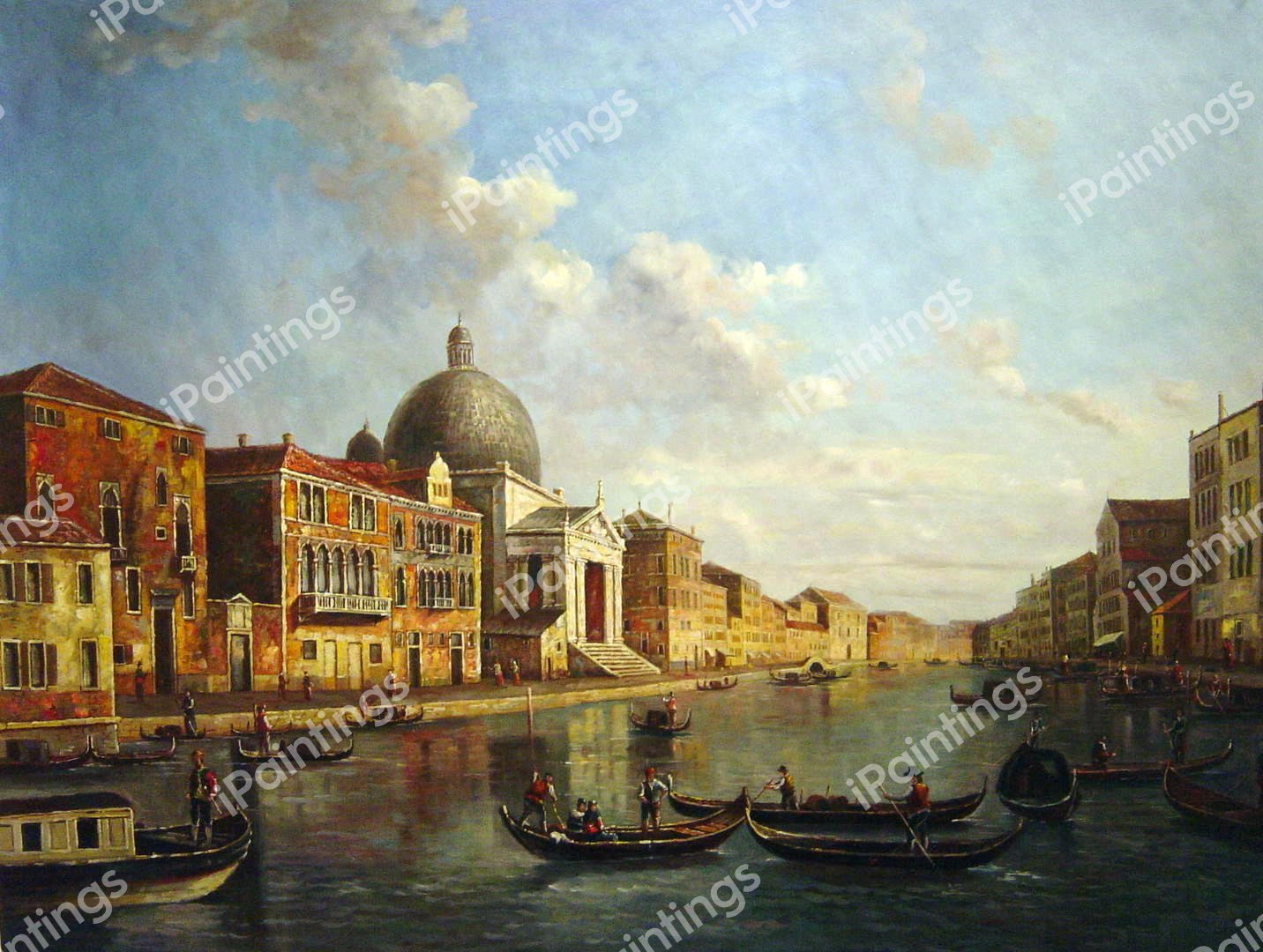 Grand Canal-Looking Southwest From The Chiesa Degli Scalzi. The painting by Canaletto