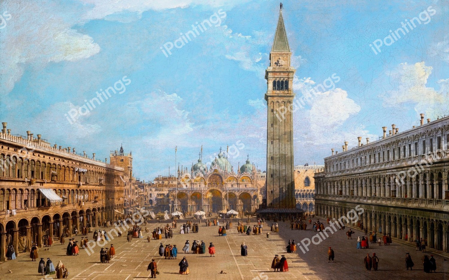 Venice, the Piazza San Marco Looking East Towards the Basilica. The painting by Canaletto