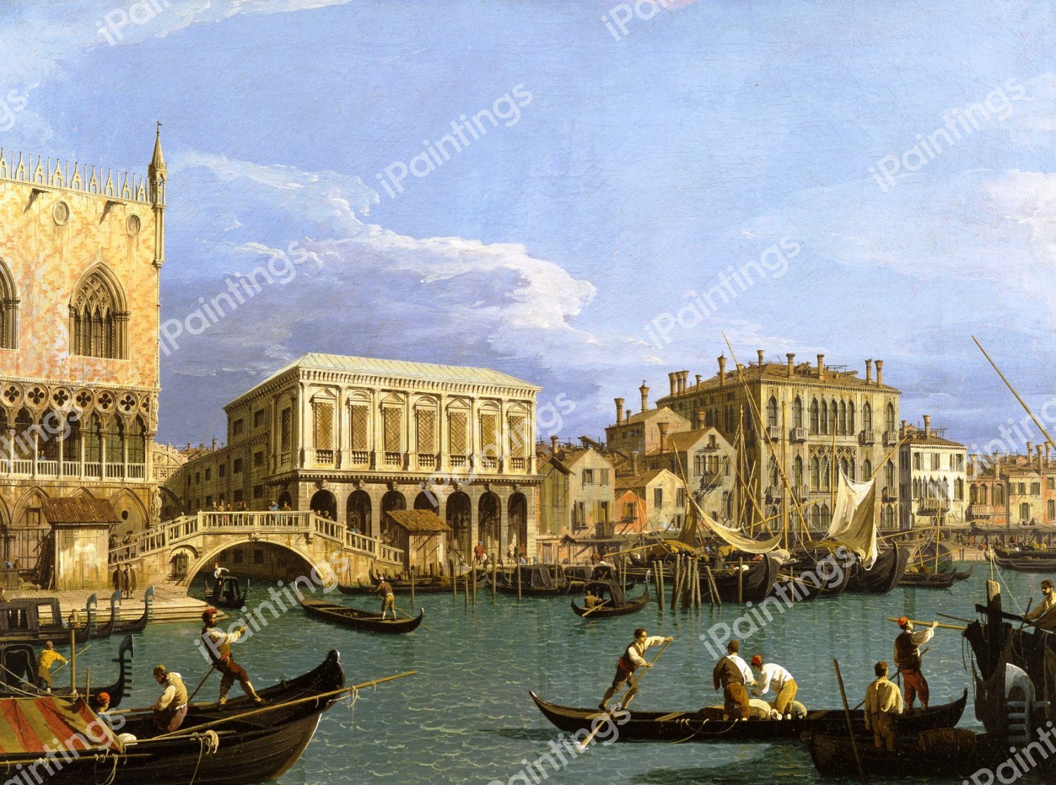 View of the Riva degli Schiavoni, Venice. The painting by Canaletto