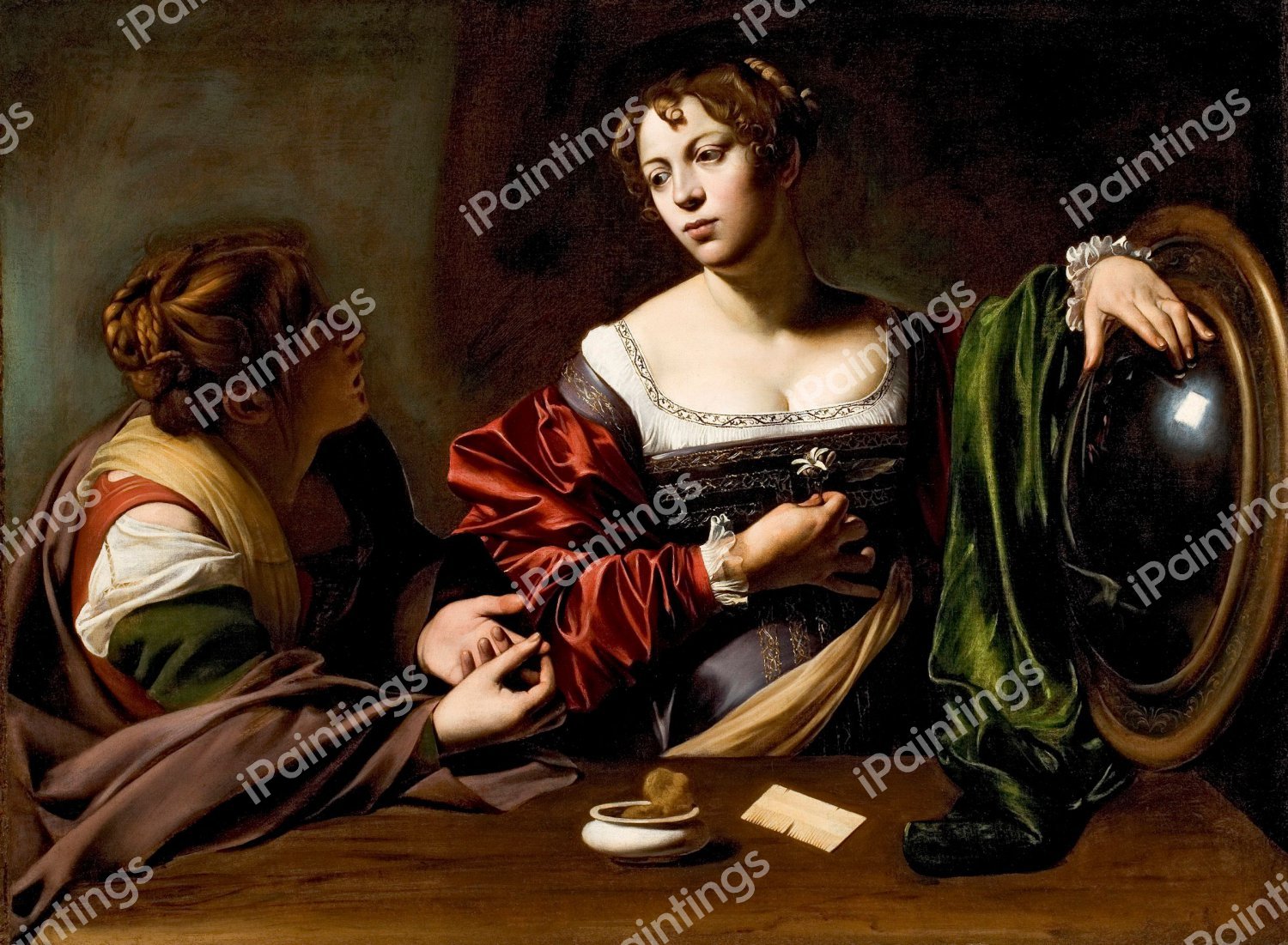 Martha and Mary Magdalen. The painting by Caravaggio