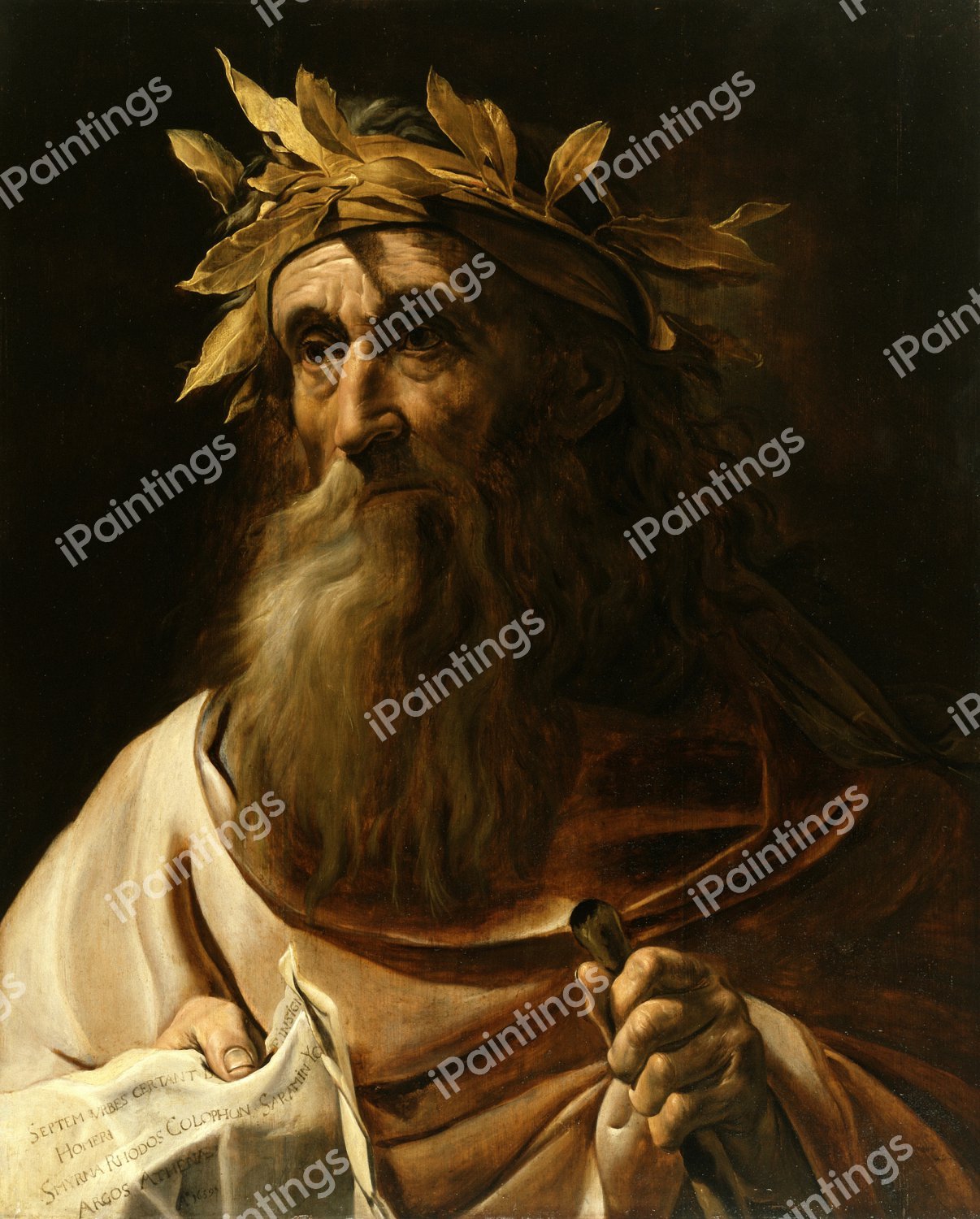 Portrait of the Poet Homer. The painting by Caravaggio