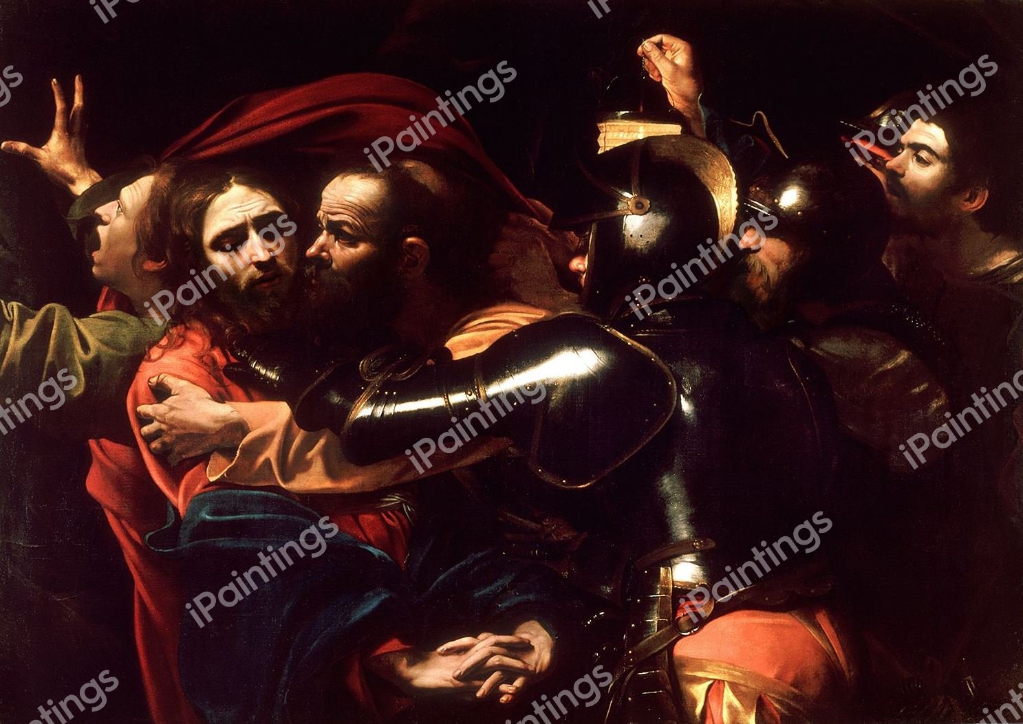 Taking of Christ. The painting by Caravaggio