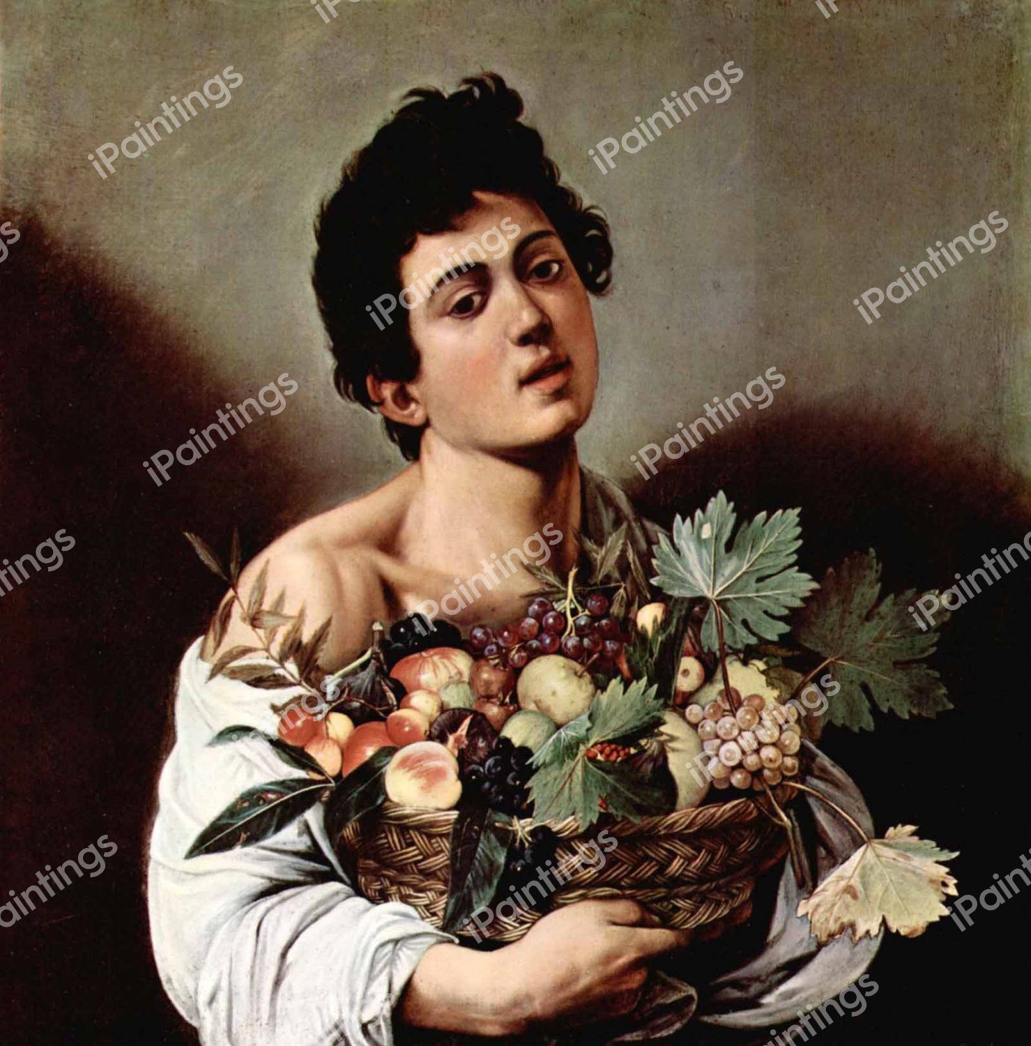 Boy with a Basket of Fruit. The painting by Caravaggio