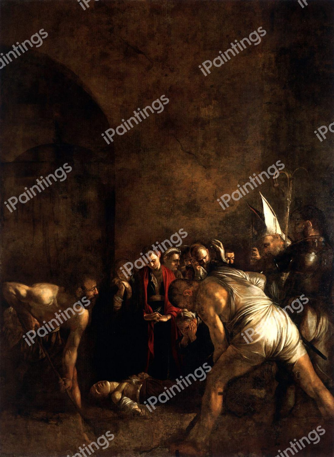 The Burial of St. Lucy. The painting by Caravaggio
