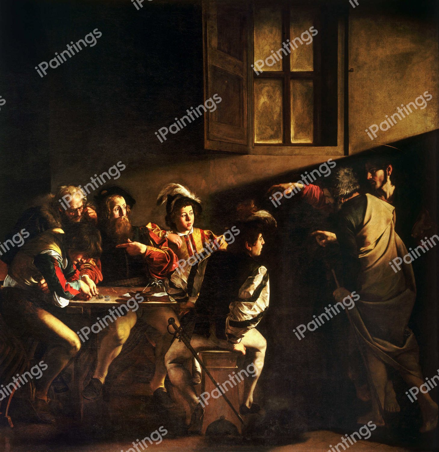 The Calling of Saint Matthew. The painting by Caravaggio