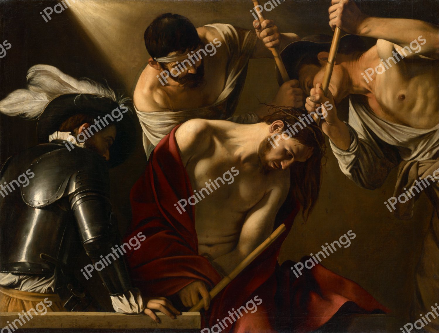 The Crowning with Thorns. The painting by Caravaggio