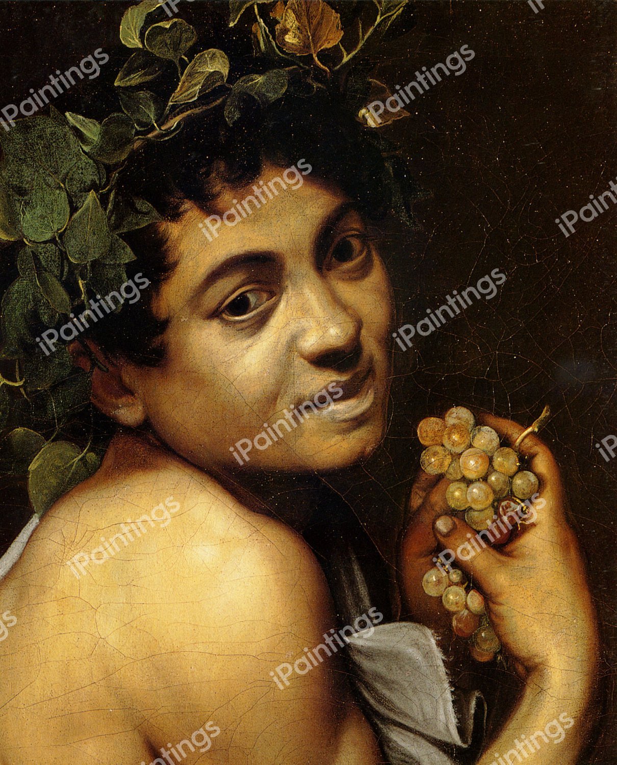 Young Sick Bacchus (detail). The painting by Caravaggio