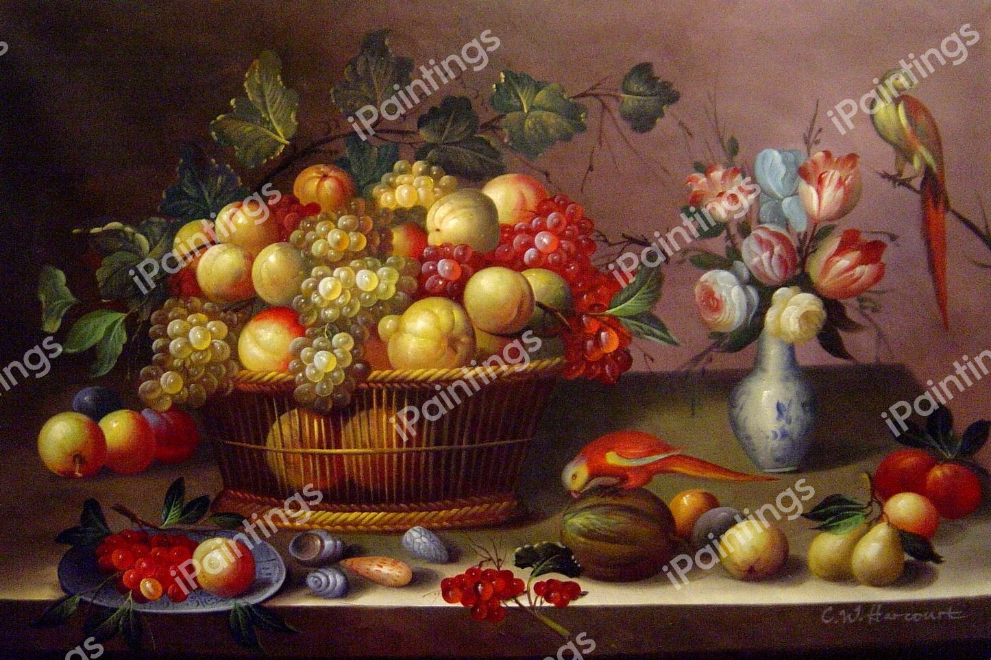 Basket Of Grapes And Other Fruit. The painting by Carl Frederic Aagaard