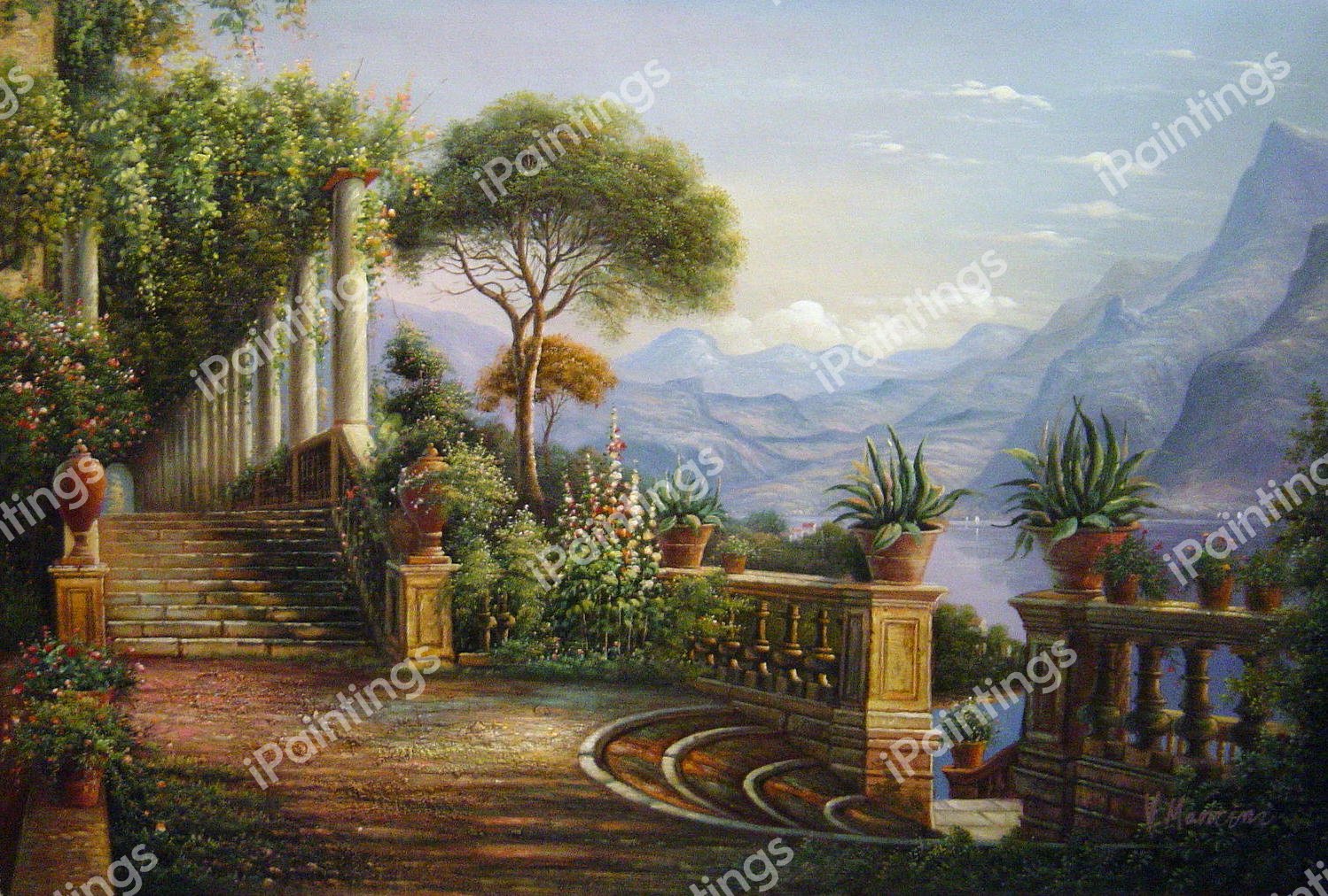 Lodge On Lake Cuomo. The painting by Carl Frederic Aagaard