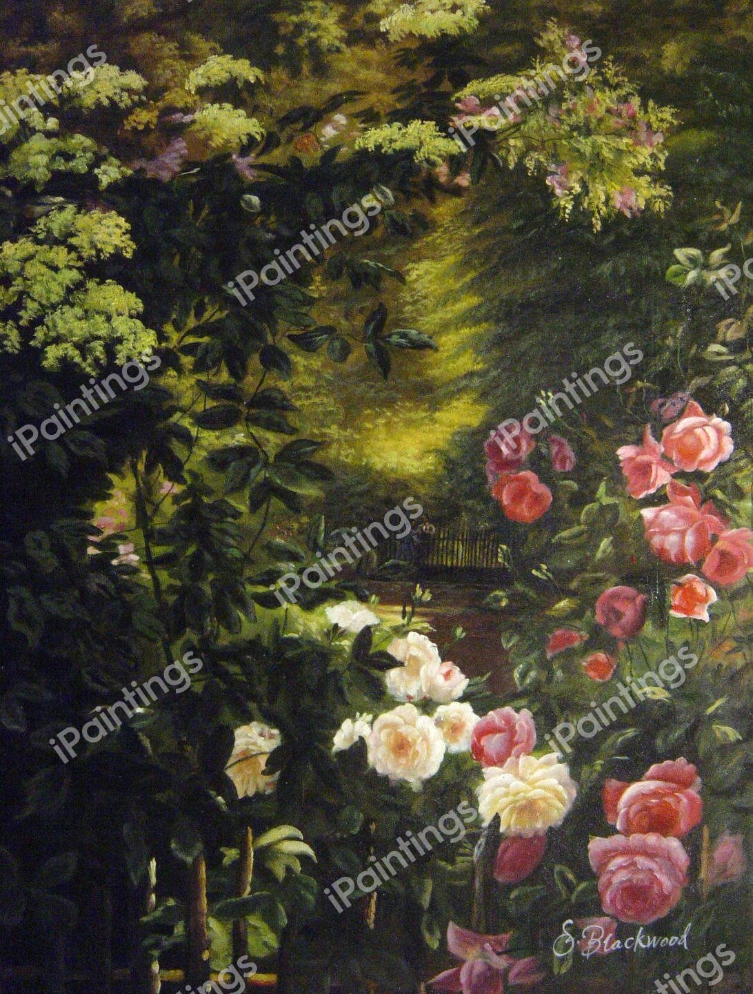 The Rose Garden. The painting by Carl Frederic Aagaard