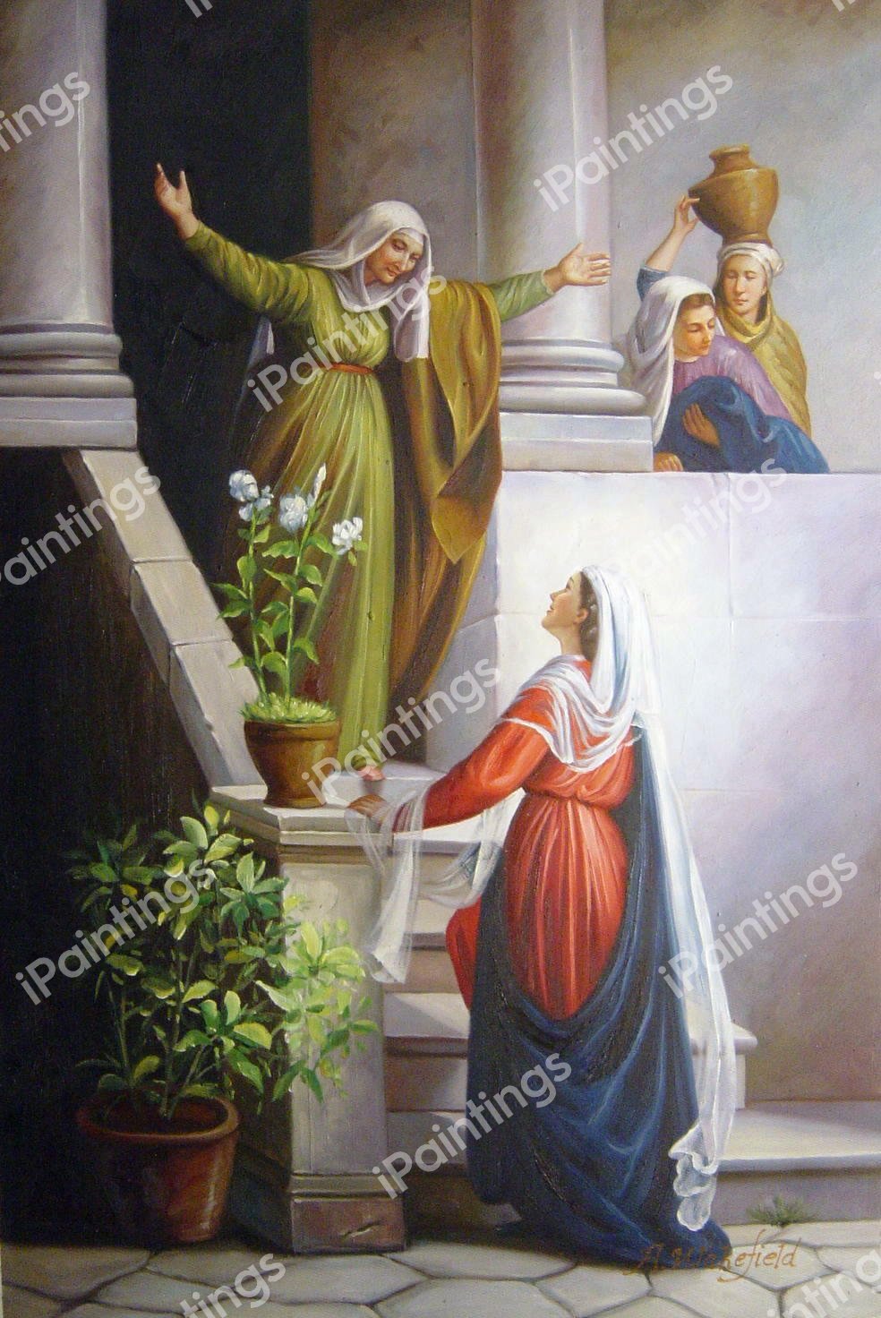 Mary And Elizabeth. The painting by Carl Heinrich Bloch