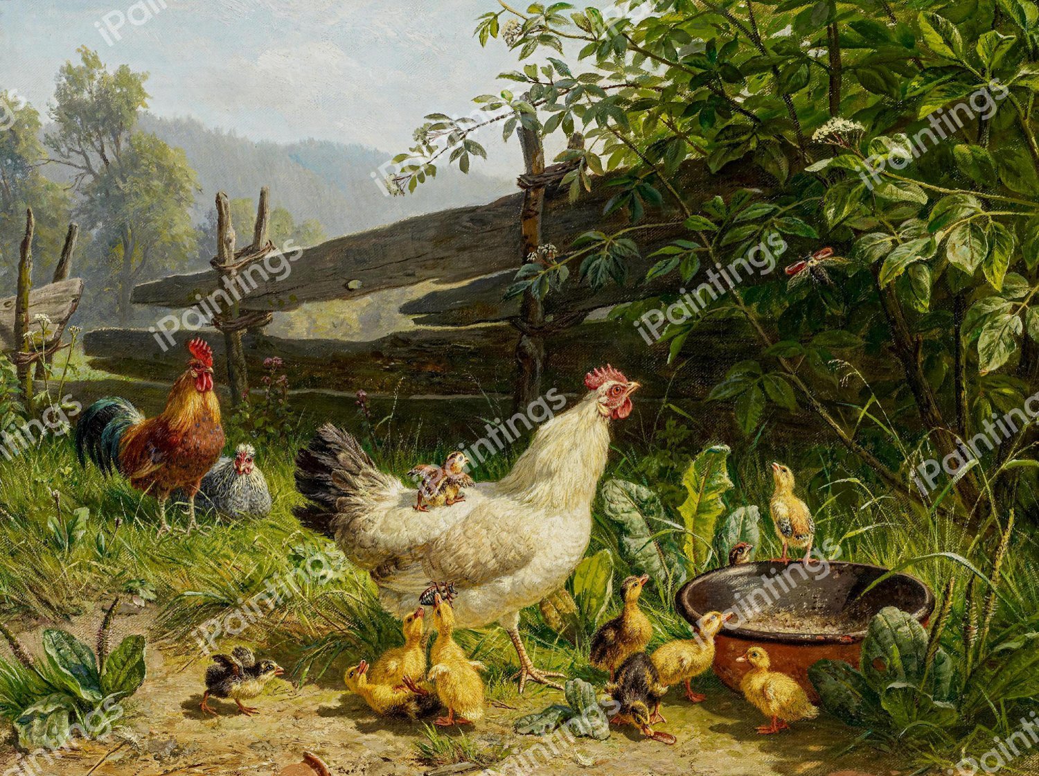 Pfaffendorf Chicken Yard. The painting by Carl Jutz