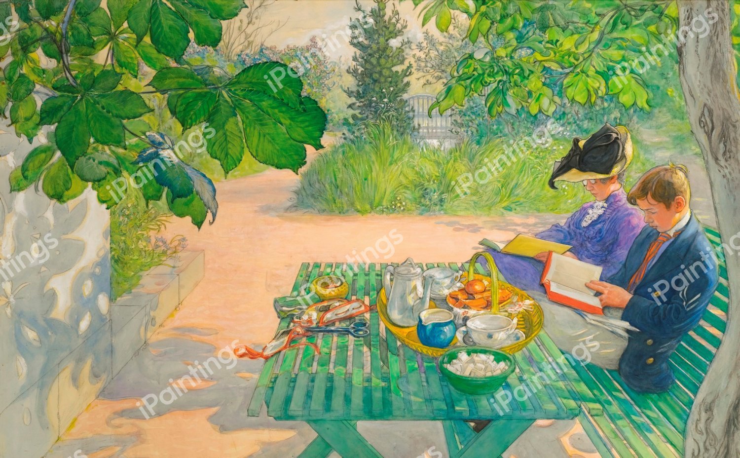 Holiday Reading. The painting by Carl Larsson