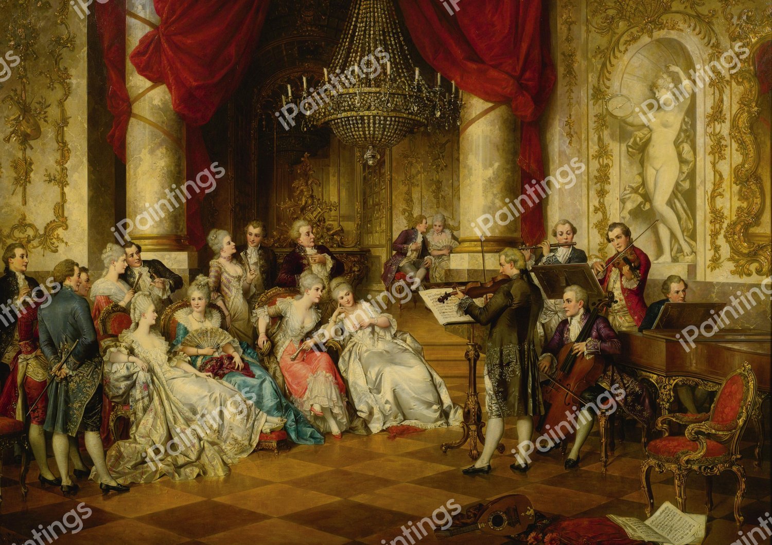 A Recital. The painting by Carl Schweninger, Jr.