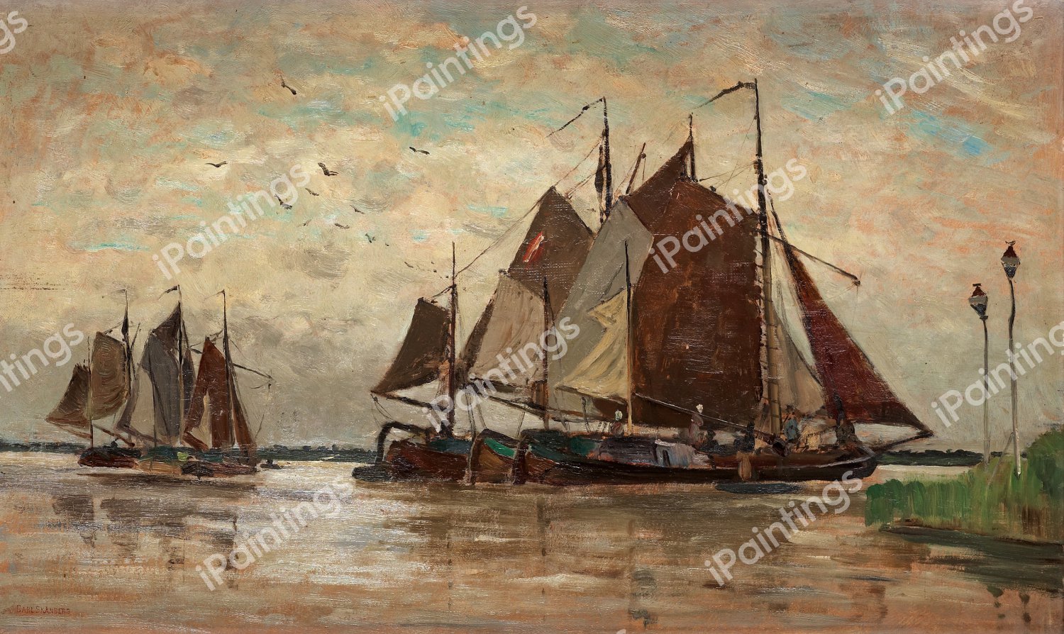 Dutch Beach Scene. The painting by Carl Skanberg