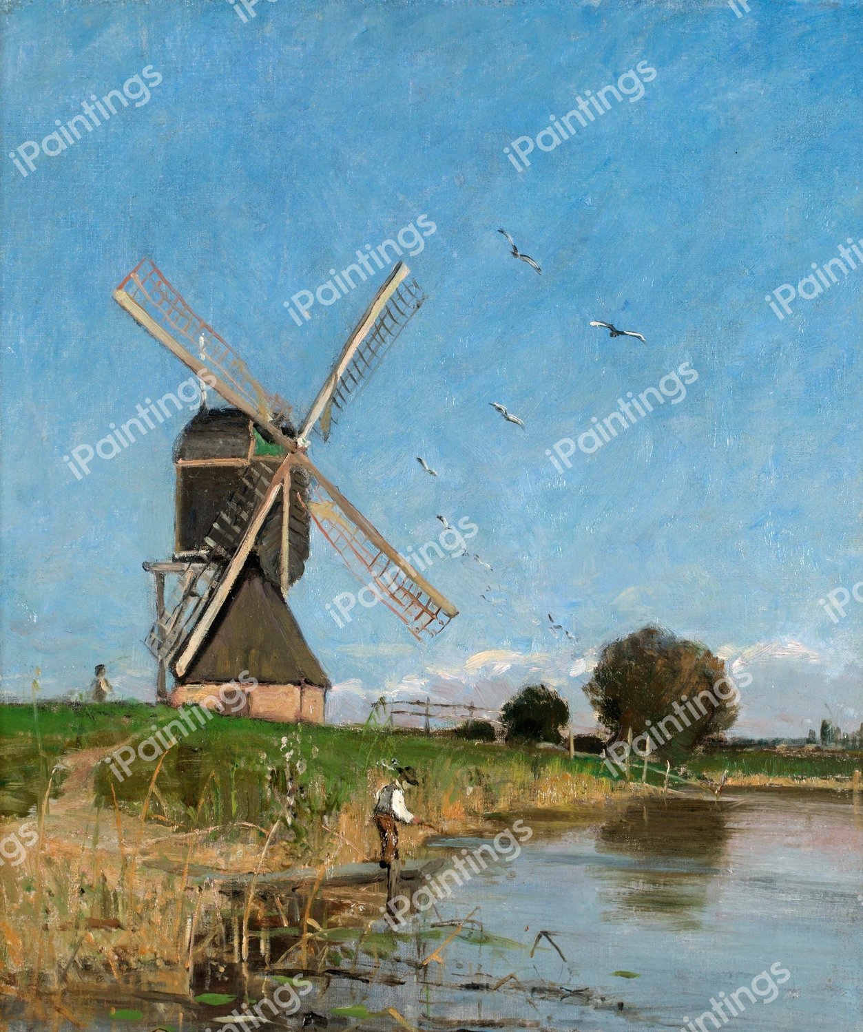 Landscape with Windmill. The painting by Carl Skanberg