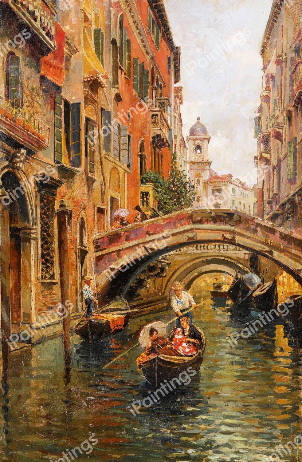 Along the Venetian Canal. The painting by Carlo Brancaccio