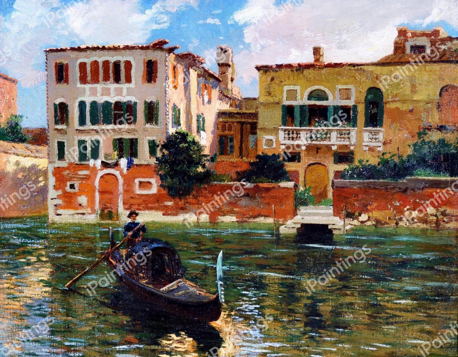 Gondolier in Venice. The painting by Carlo Brancaccio