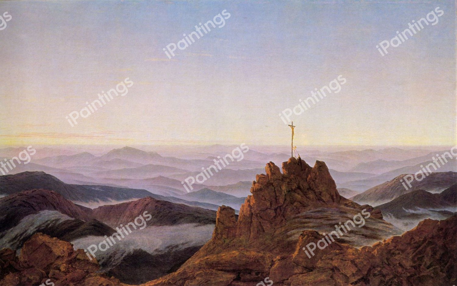 Morning in the Riesengebirge. The painting by Caspar David Friedrich