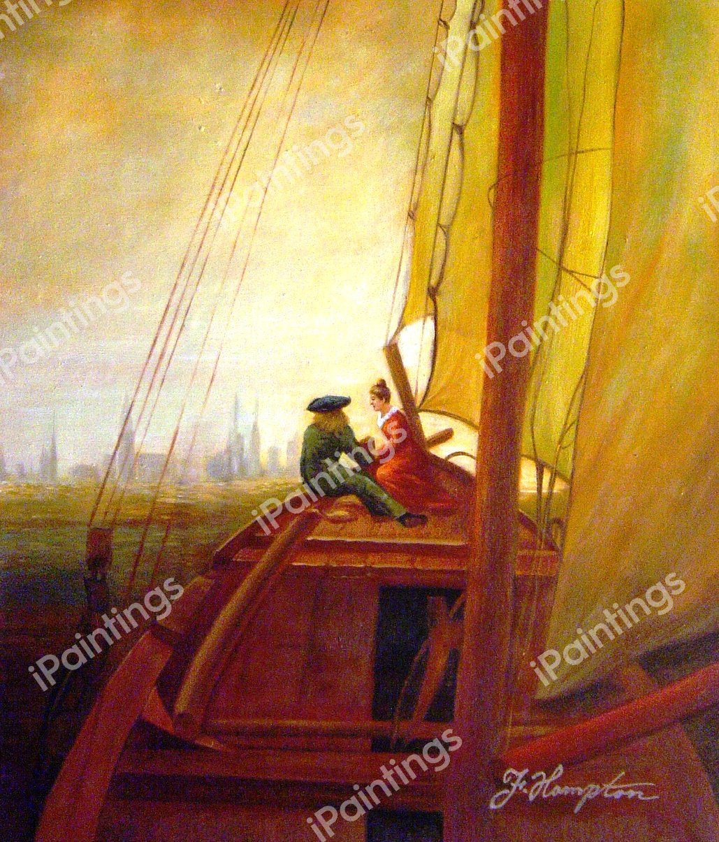 On Board A Sailing Ship. The painting by Caspar David Friedrich