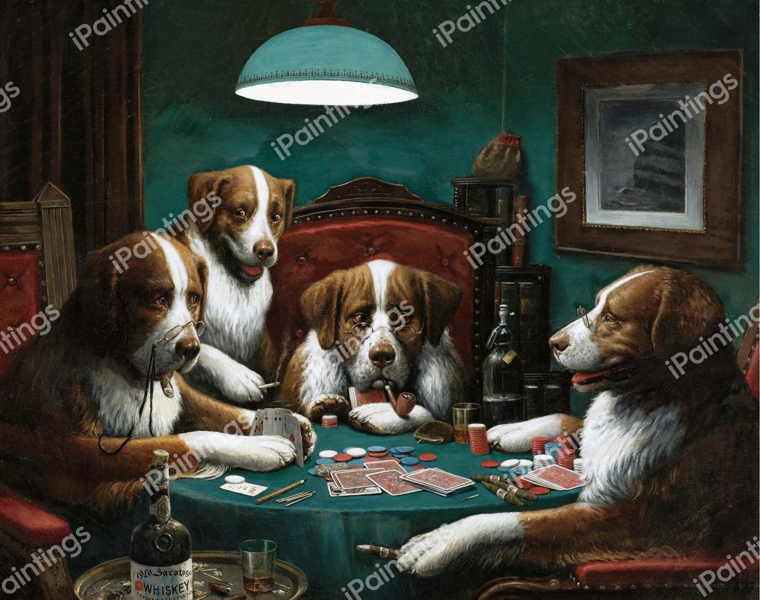 A Poker Game. The painting by Cassius Marcellus Coolidge