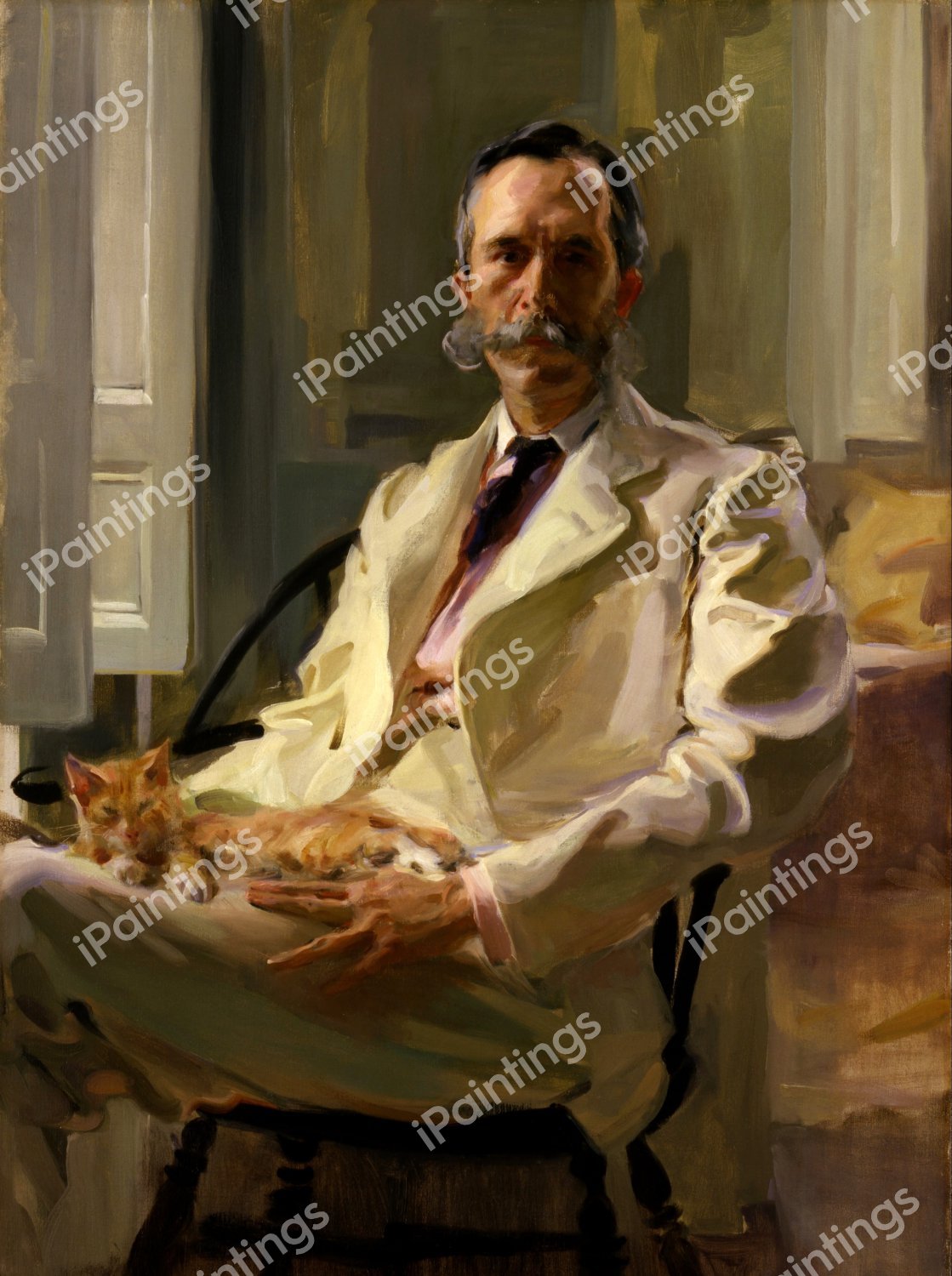 Man with the Cat (Henry Sturgis Drinker) . The painting by Cecilia Beaux