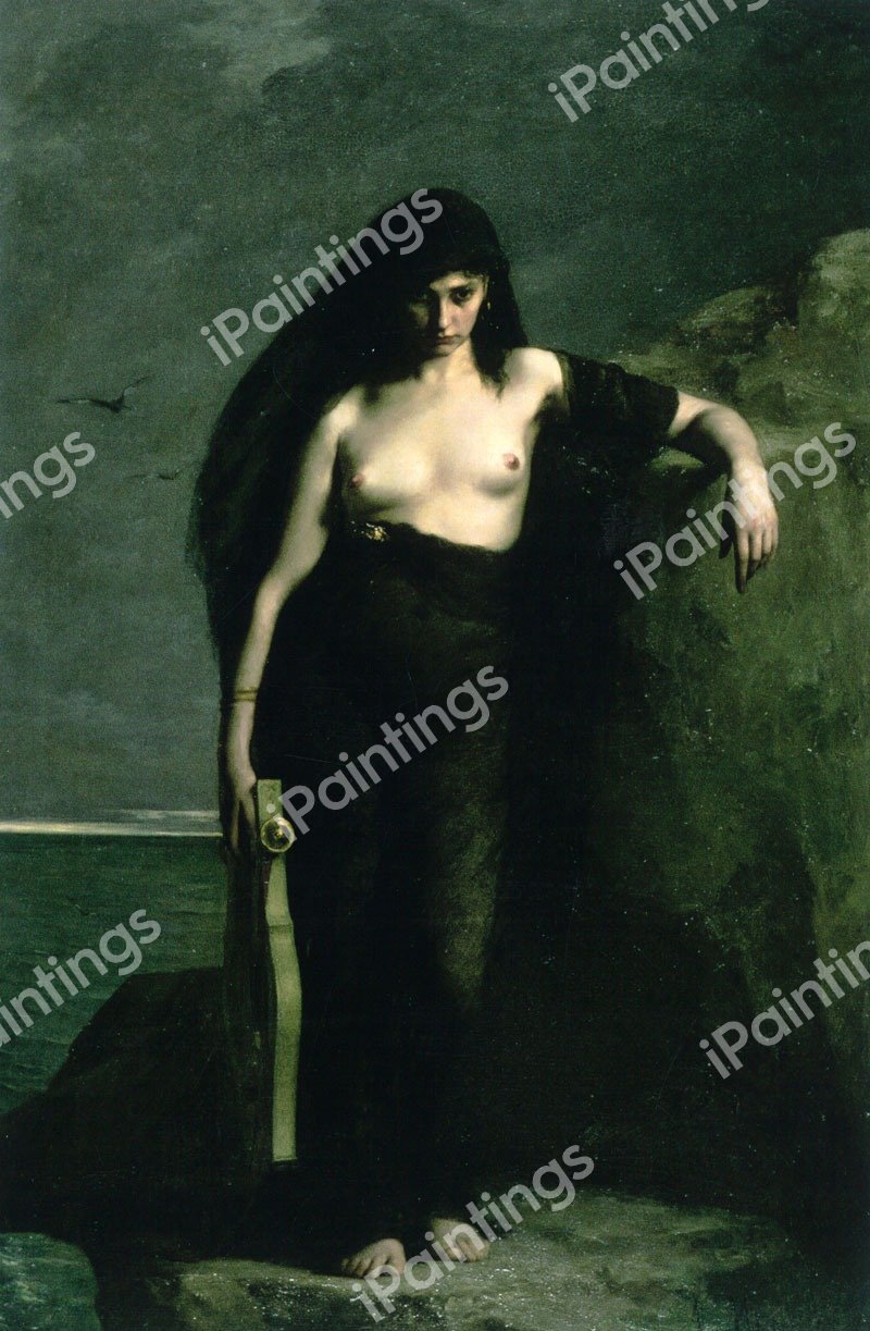 Portrait of Sappho 1, 1877. The painting by Charles August Mengin