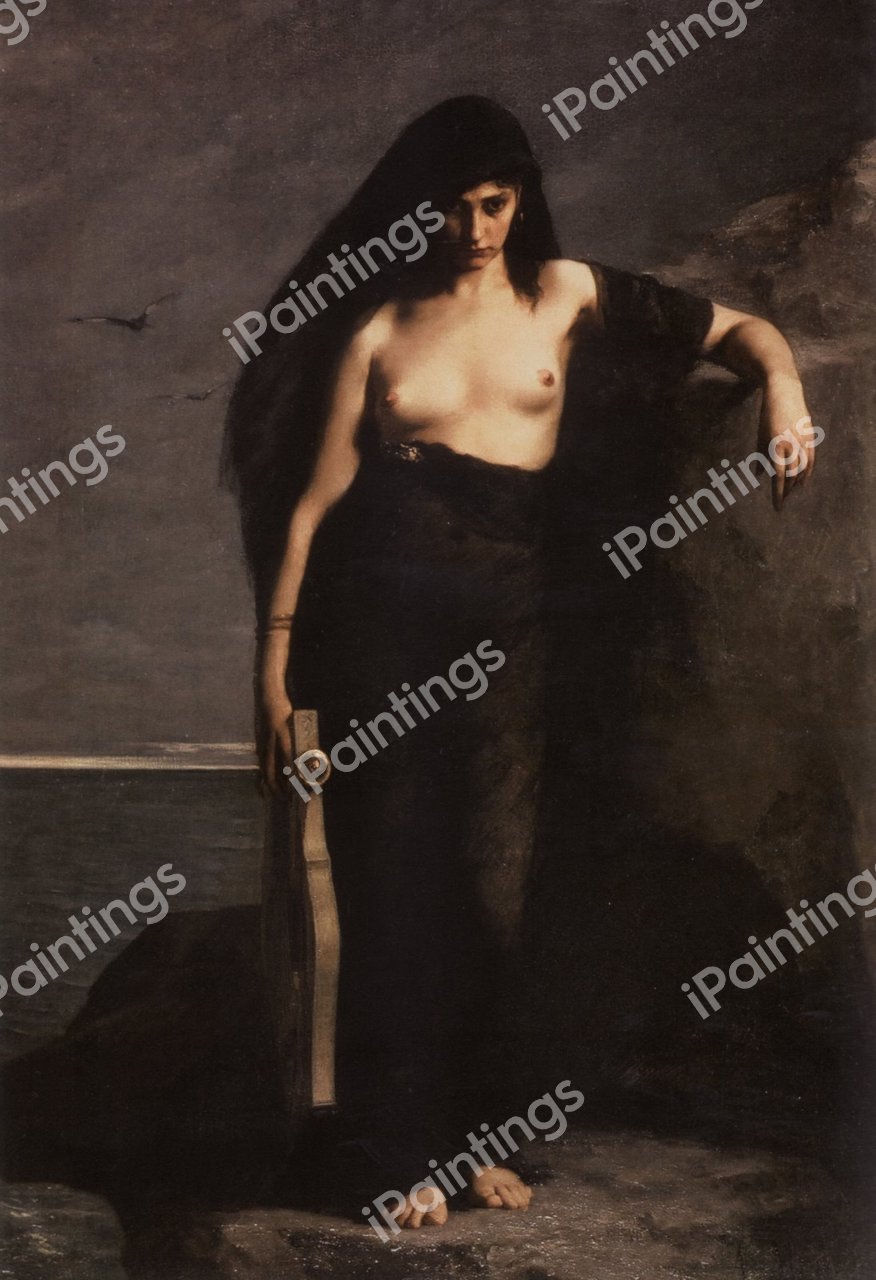 Portrait of Sappho 2, 1877. The painting by Charles August Mengin