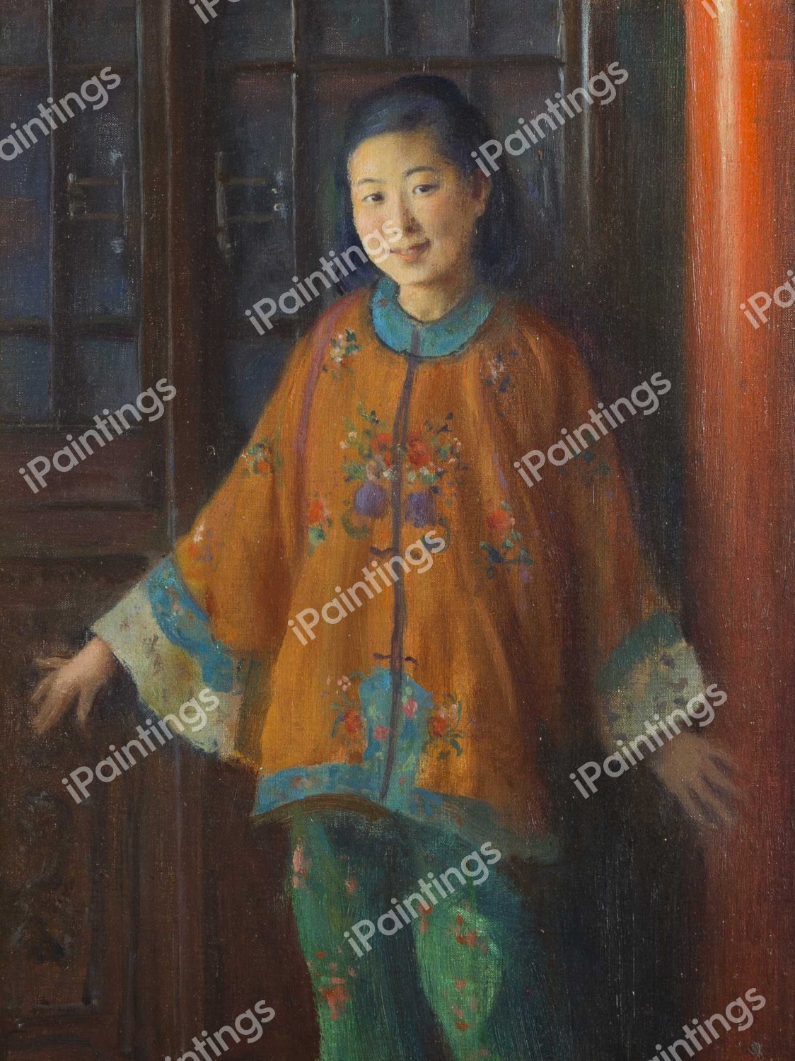Portrait of Liang L-Ling. The painting by Charles Courtney Curran