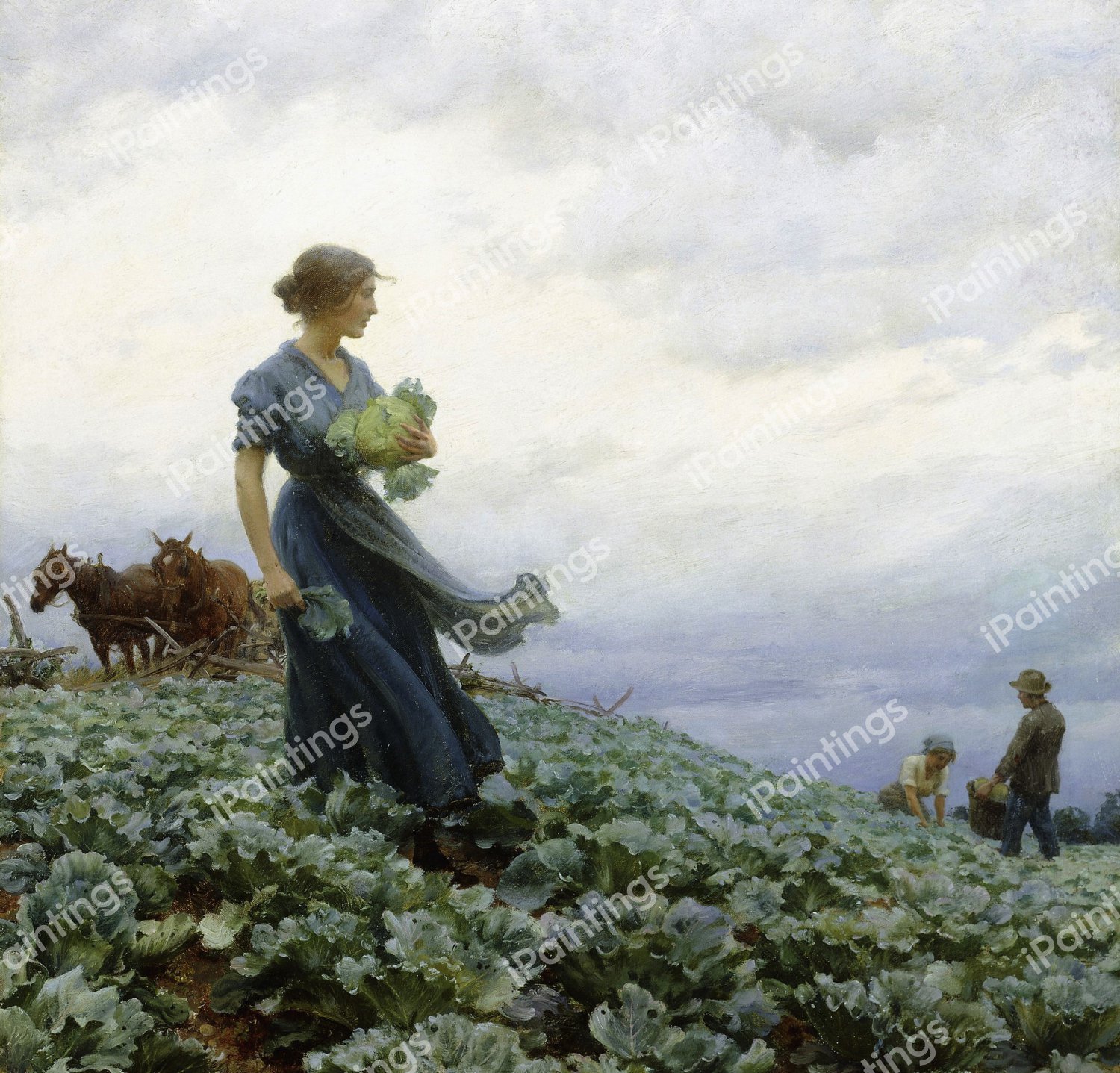 The Cabbage Field. The painting by Charles Courtney Curran