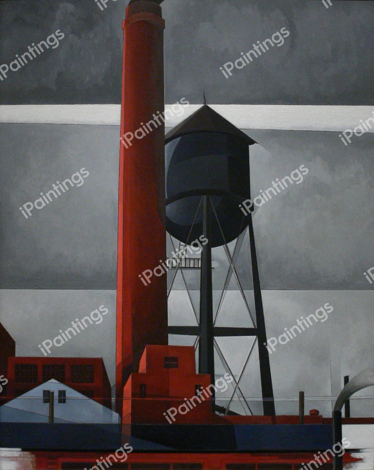 Chimney and Water Tower. The painting by Charles Demuth