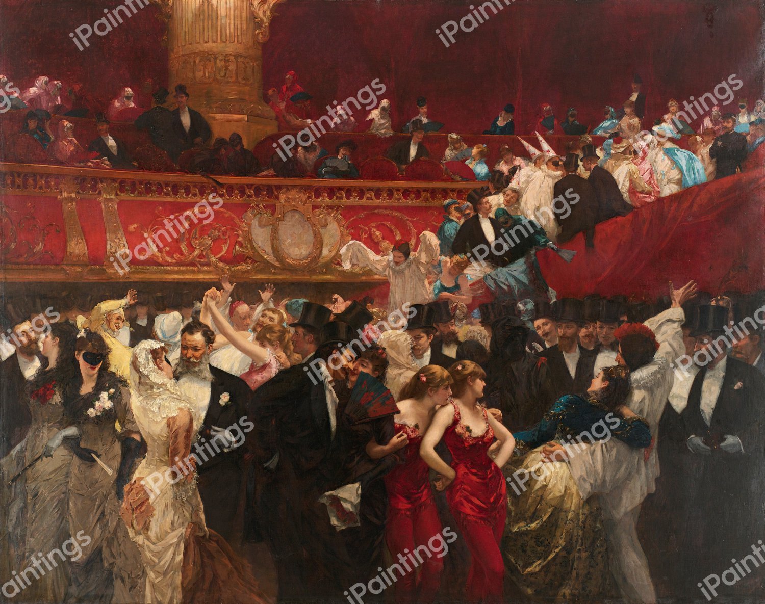 At the Bal Masque, 1880. The painting by Charles Hermans
