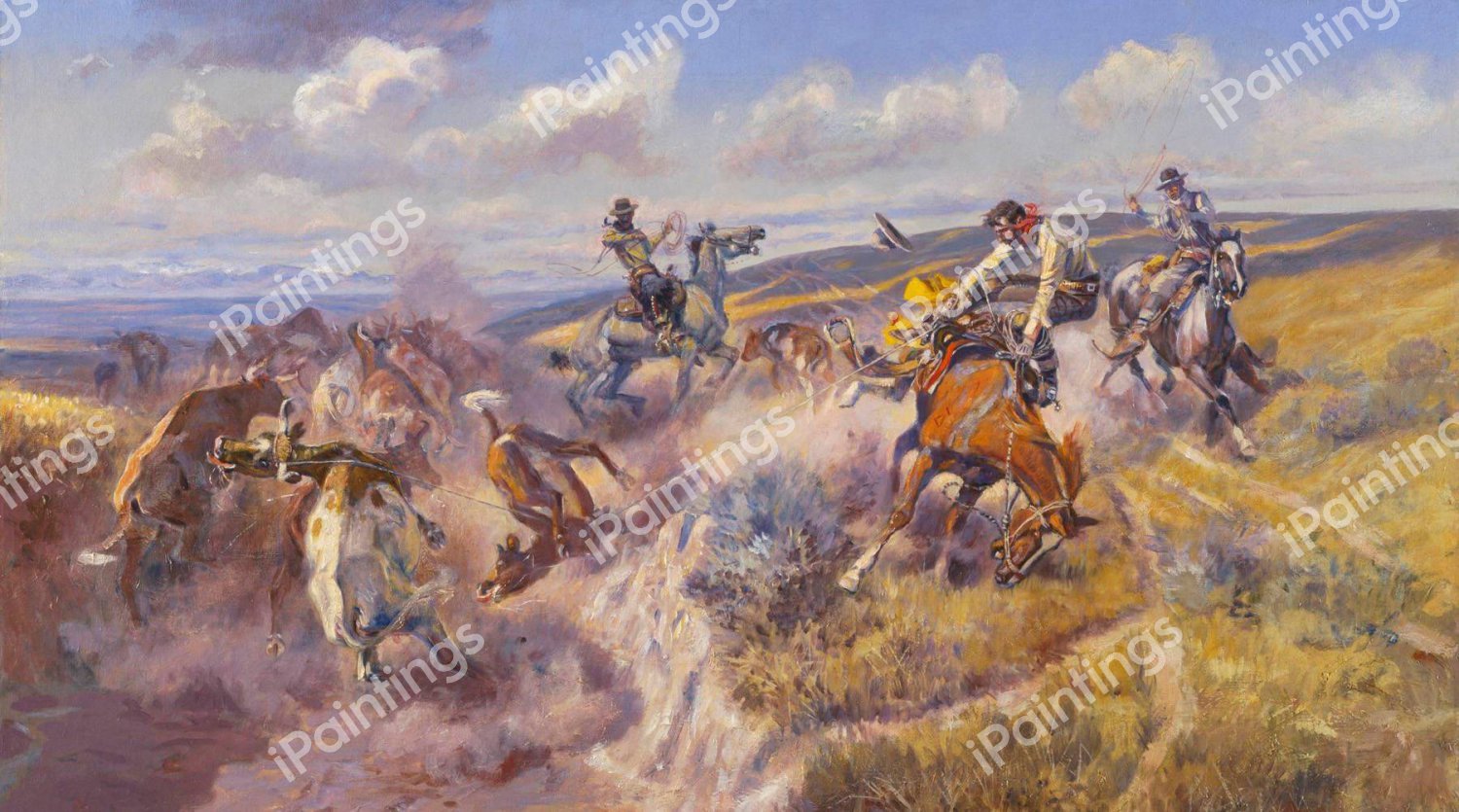 A Tight Dally and a Loose Latigo. The painting by Charles Marion Russell