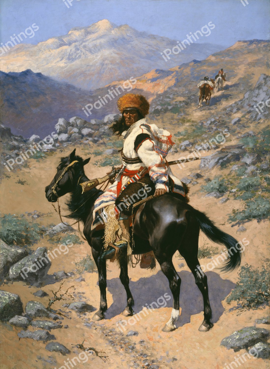 An Indian Trapper. The painting by Charles Marion Russell
