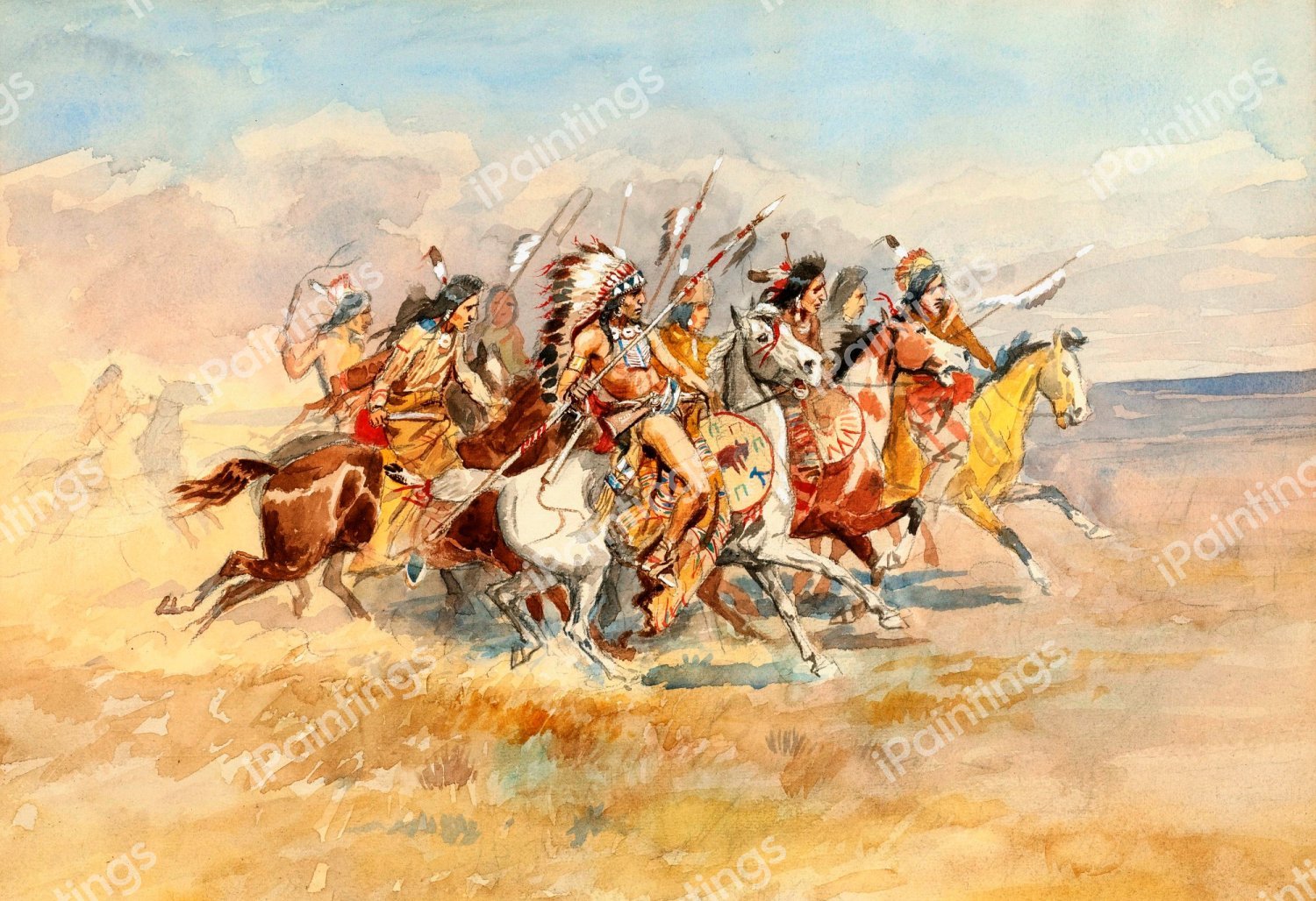 Blackfeet War Party. The painting by Charles Marion Russell